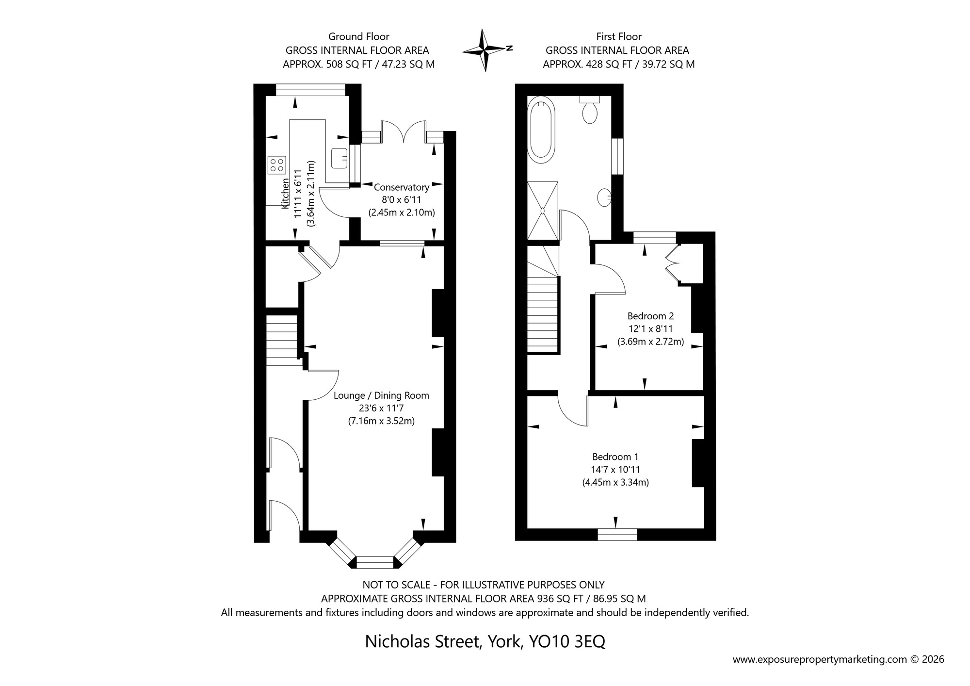 Floorplan of 2 bedroom Mid Terrace House for sale, Nicholas Street, York, North Yorkshire, YO10