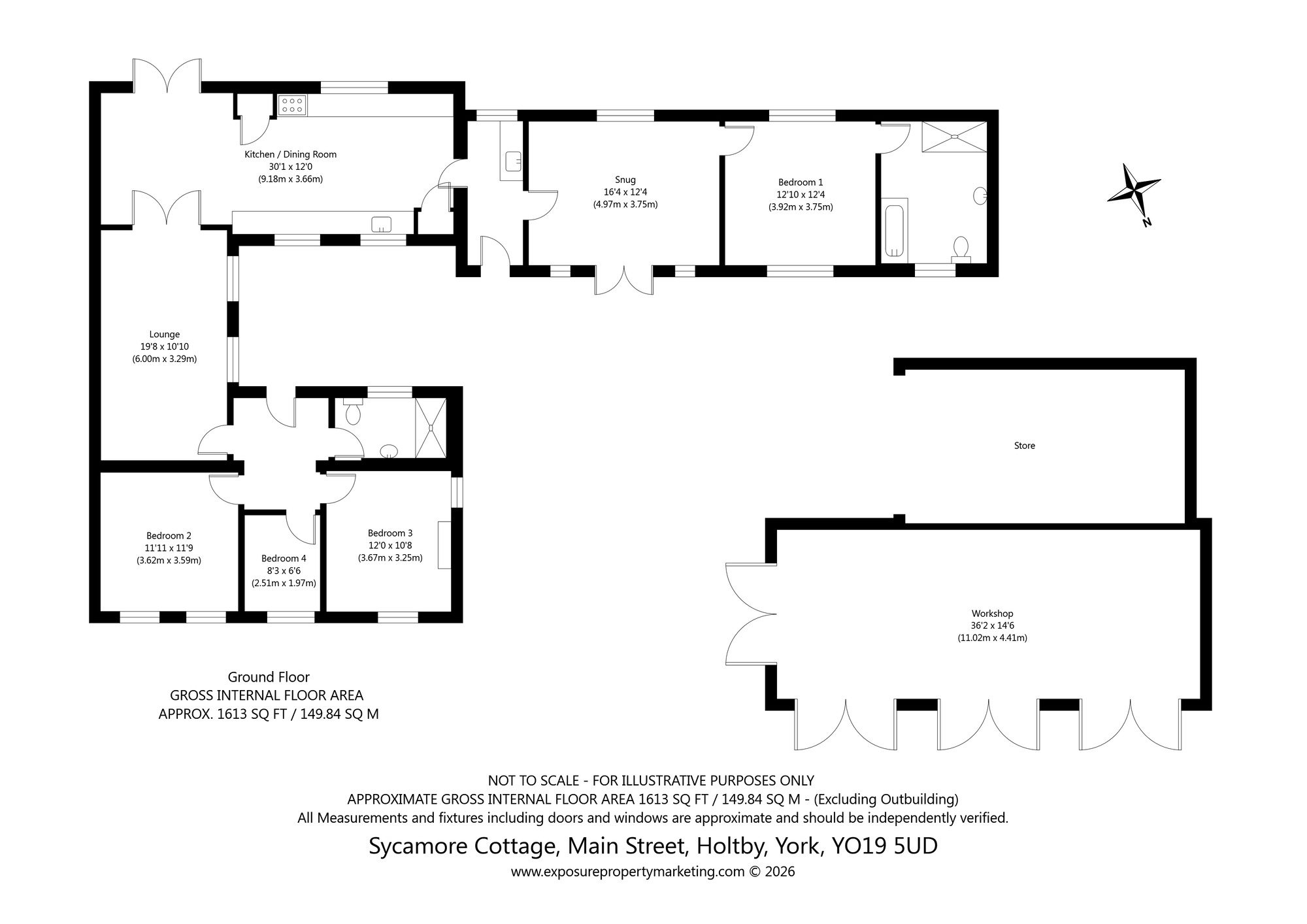 Floorplan of 4 bedroom Detached Property for sale, Main Street, Holtby, North Yorkshire, YO19