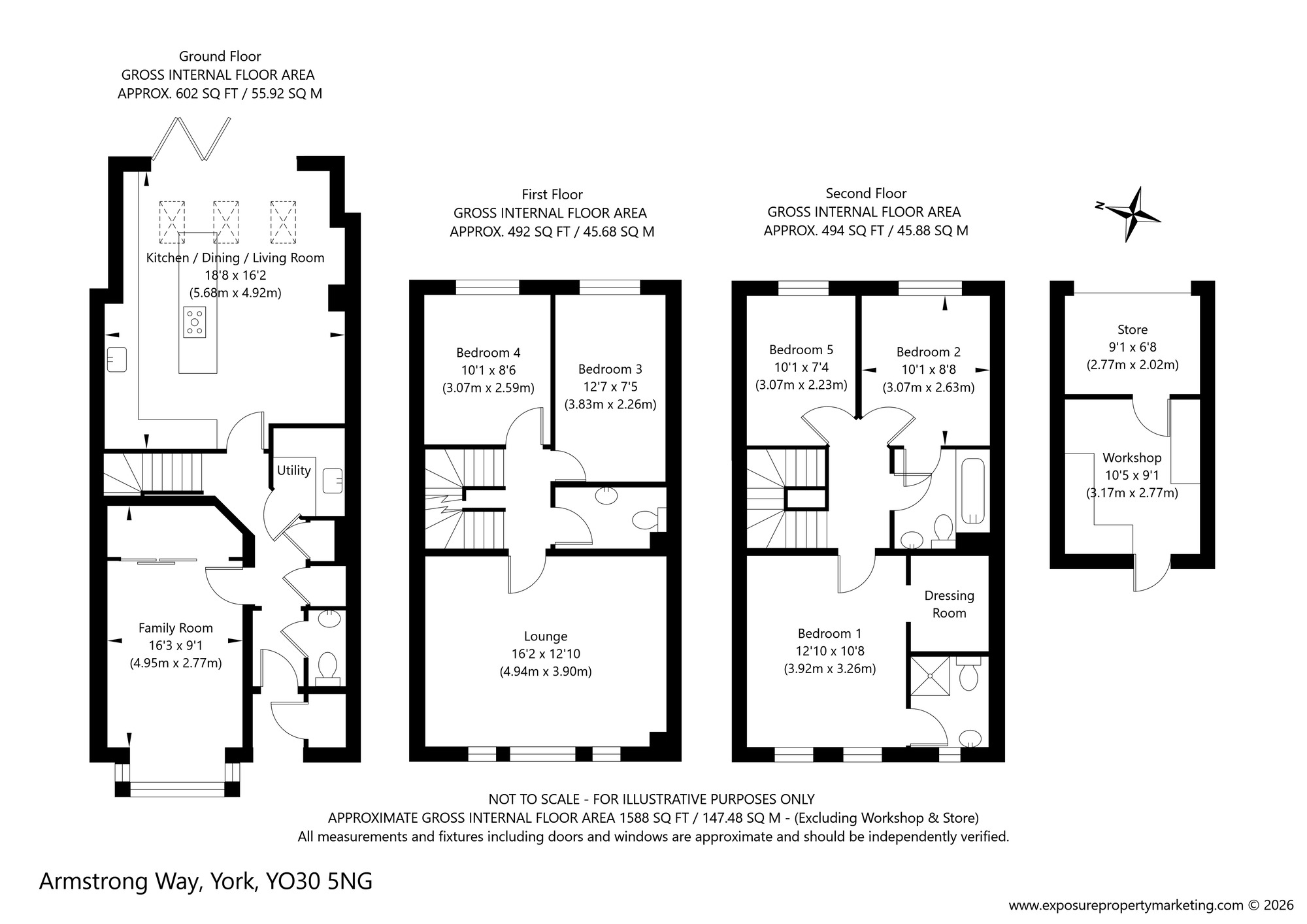Floorplan of 5 bedroom Mid Terrace House for sale, Armstrong Way, York, North Yorkshire, YO30