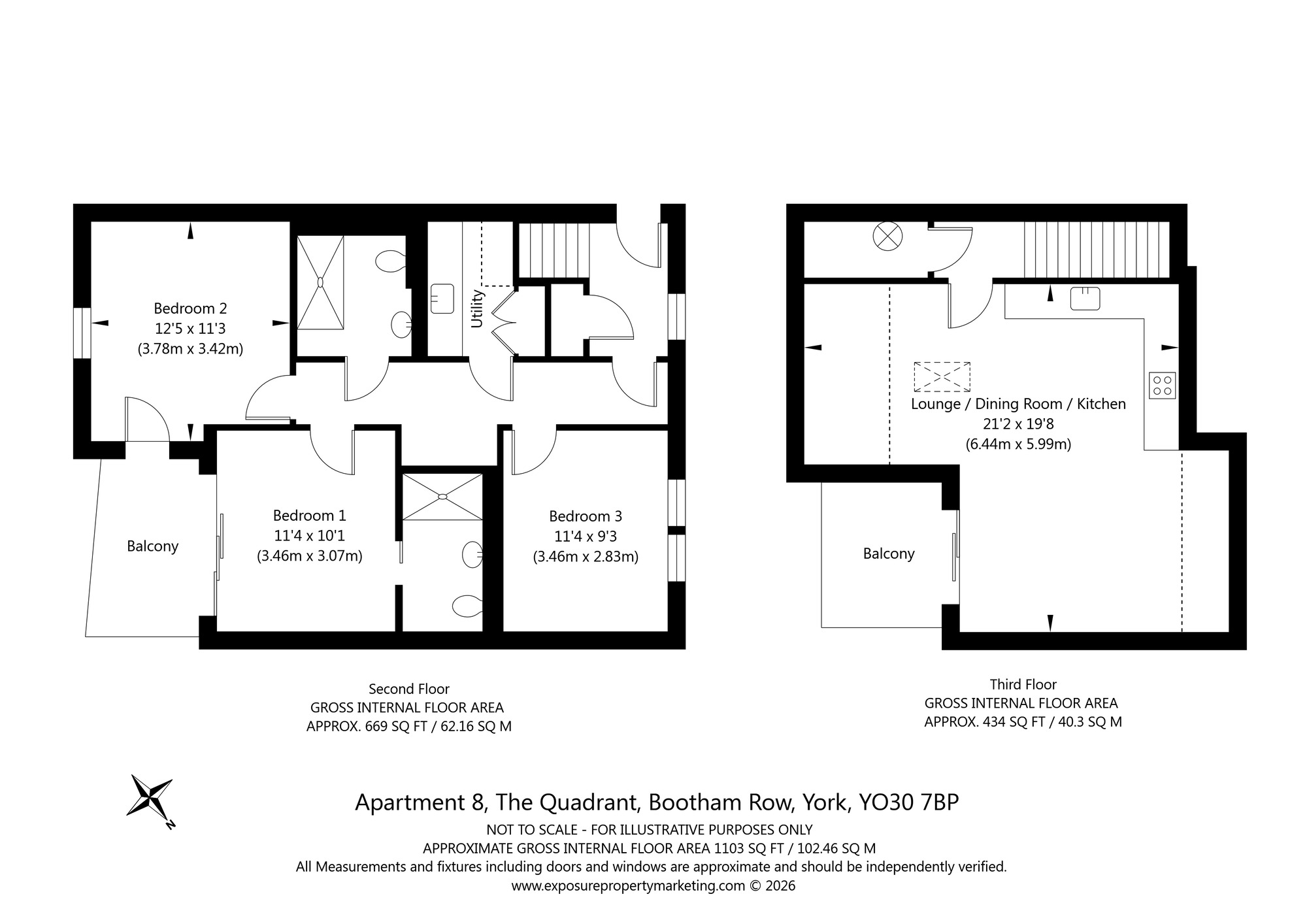 Floorplan of 3 bedroom Flat for sale, Bootham Row, York, North Yorkshire, YO30