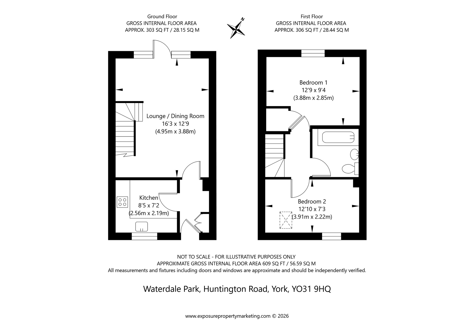 Floorplan of 2 bedroom End Terrace House for sale, Waterdale Park, Huntington Road, North Yorkshire, YO31