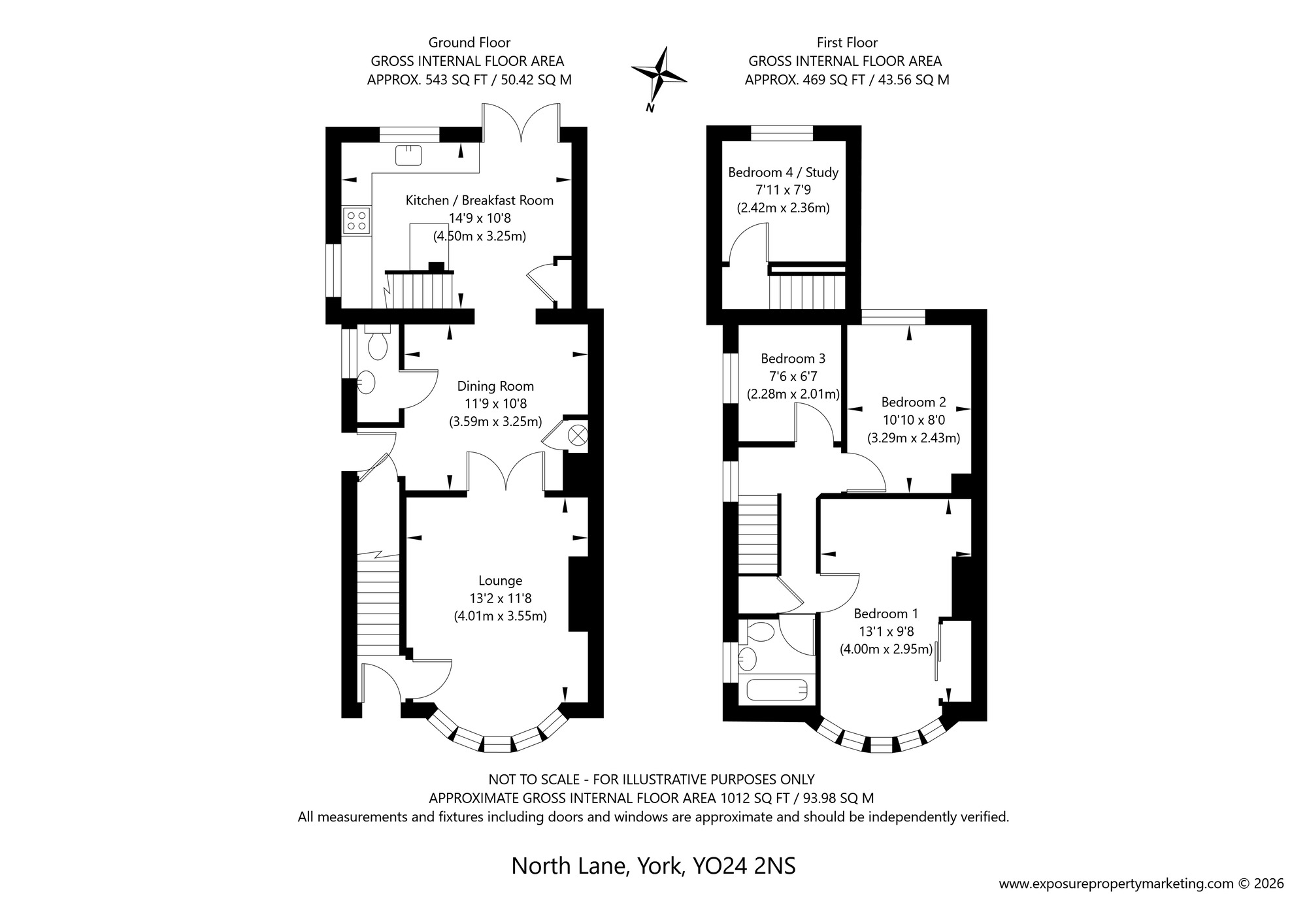 Floorplan of 3 bedroom Semi Detached House for sale, North Lane, York, North Yorkshire, YO24