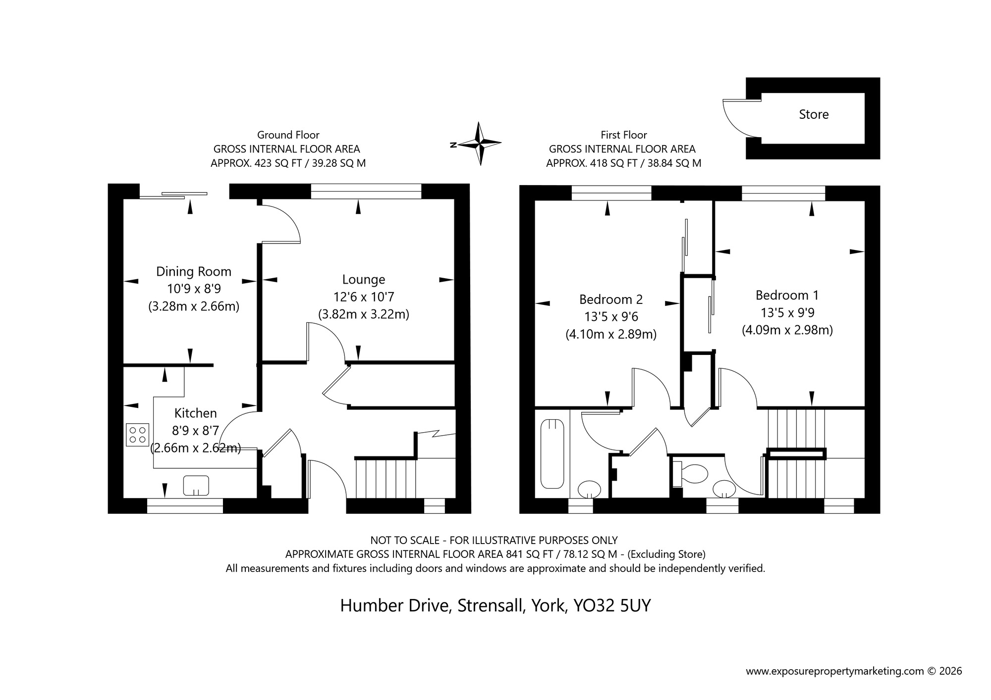 Floorplan of 2 bedroom Mid Terrace House for sale, Humber Drive, Strensall, North Yorkshire, YO32