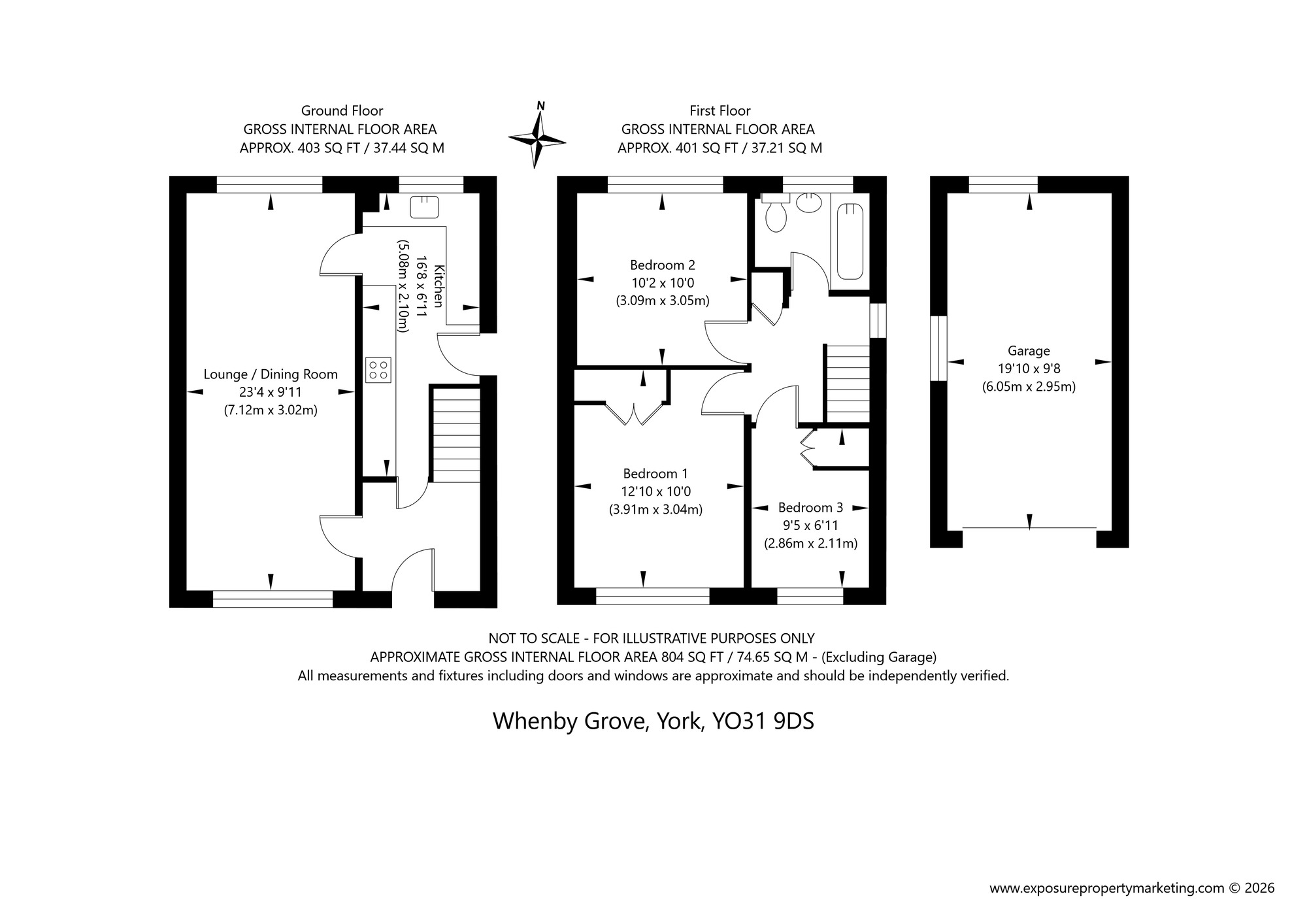 Floorplan of 3 bedroom Semi Detached House for sale, Whenby Grove, York, North Yorkshire, YO31
