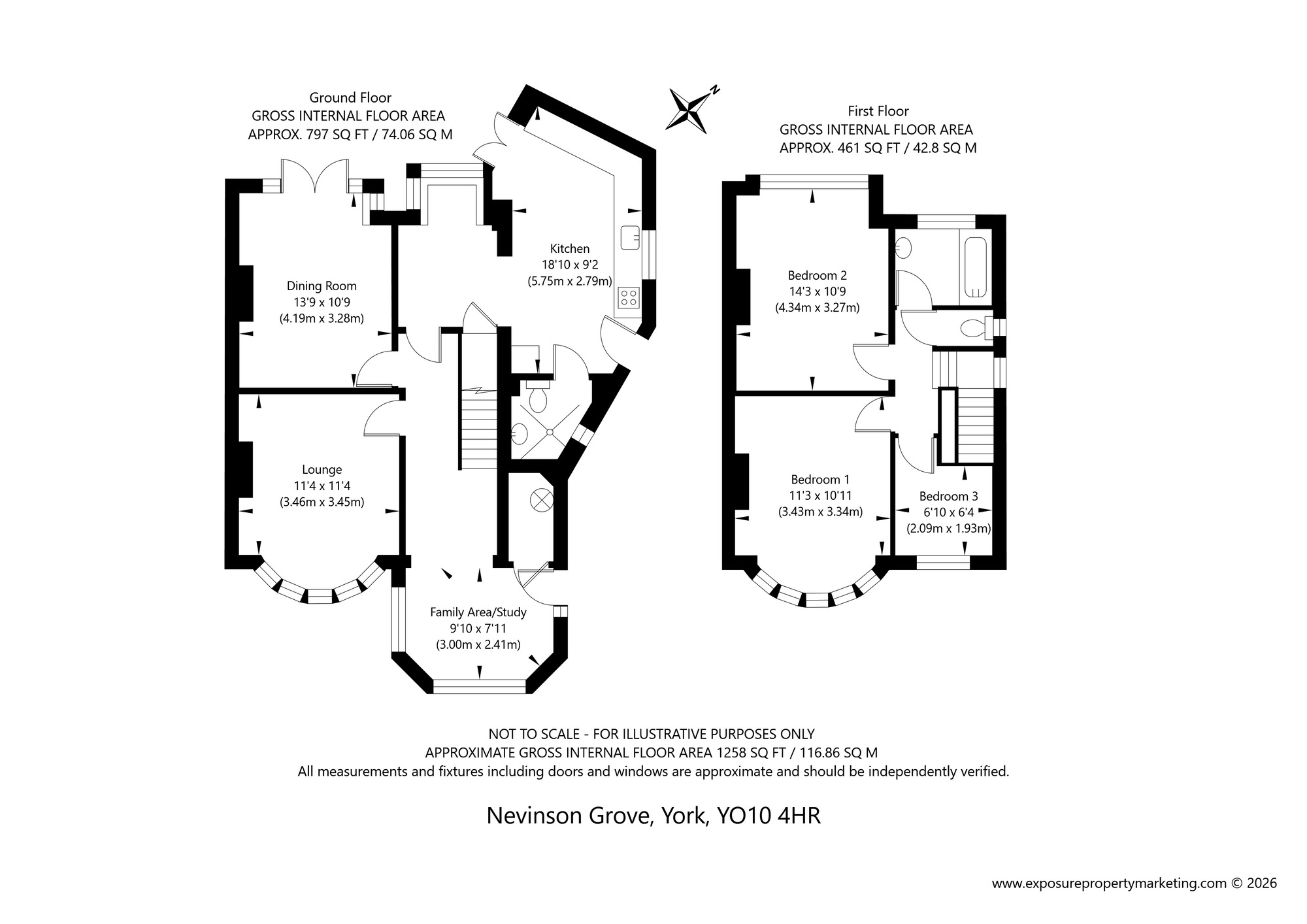 Floorplan of 3 bedroom Semi Detached House for sale, Nevinson Grove, York, North Yorkshire, YO10