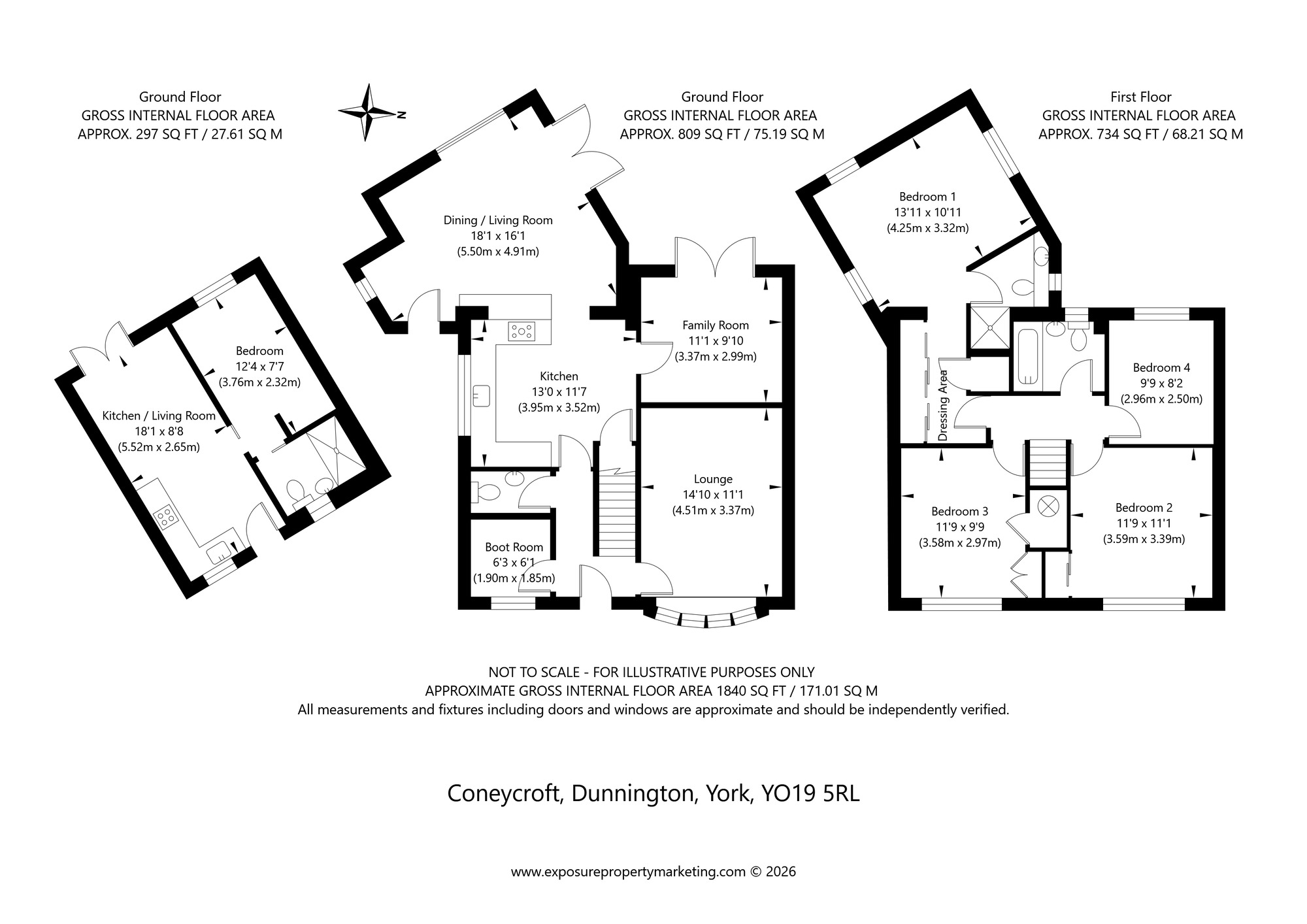 Floorplan of 4 bedroom Detached House for sale, Coneycroft, Dunnington, North Yorkshire, YO19