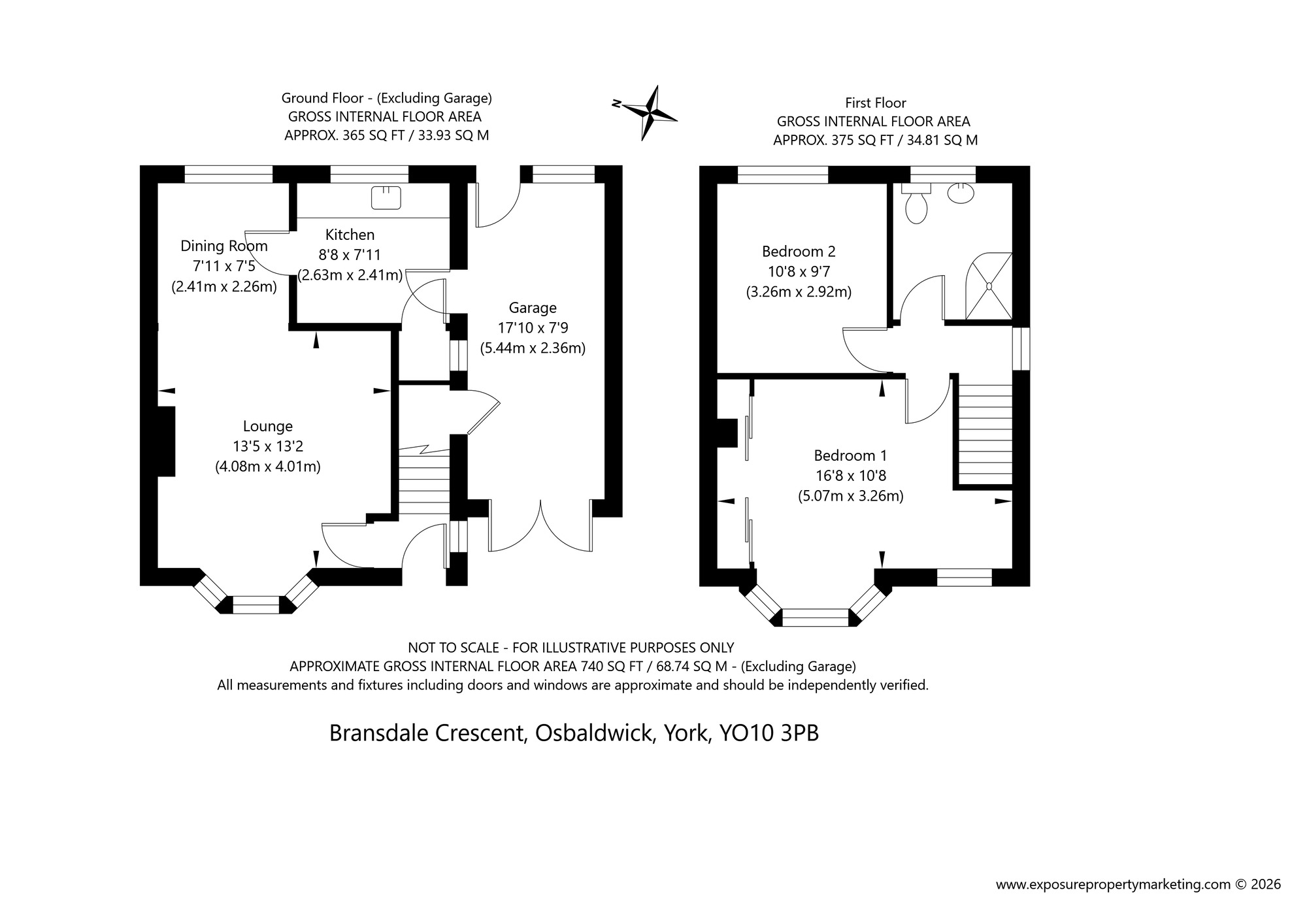 Floorplan of 2 bedroom Semi Detached House for sale, Bransdale Crescent, York, North Yorkshire, YO10