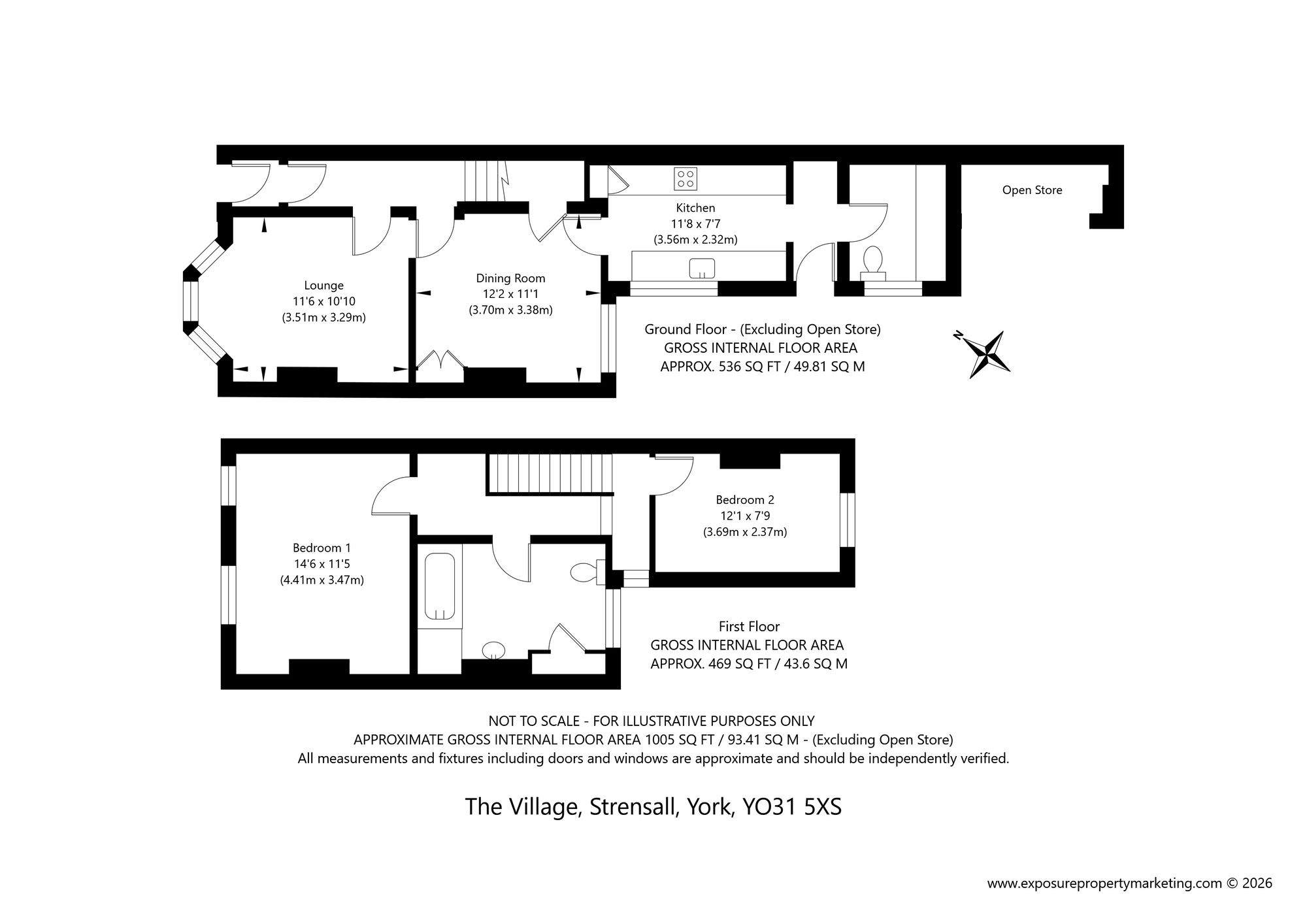 Floorplan of 2 bedroom Mid Terrace House for sale, The Village, Strensall, North Yorkshire, YO32