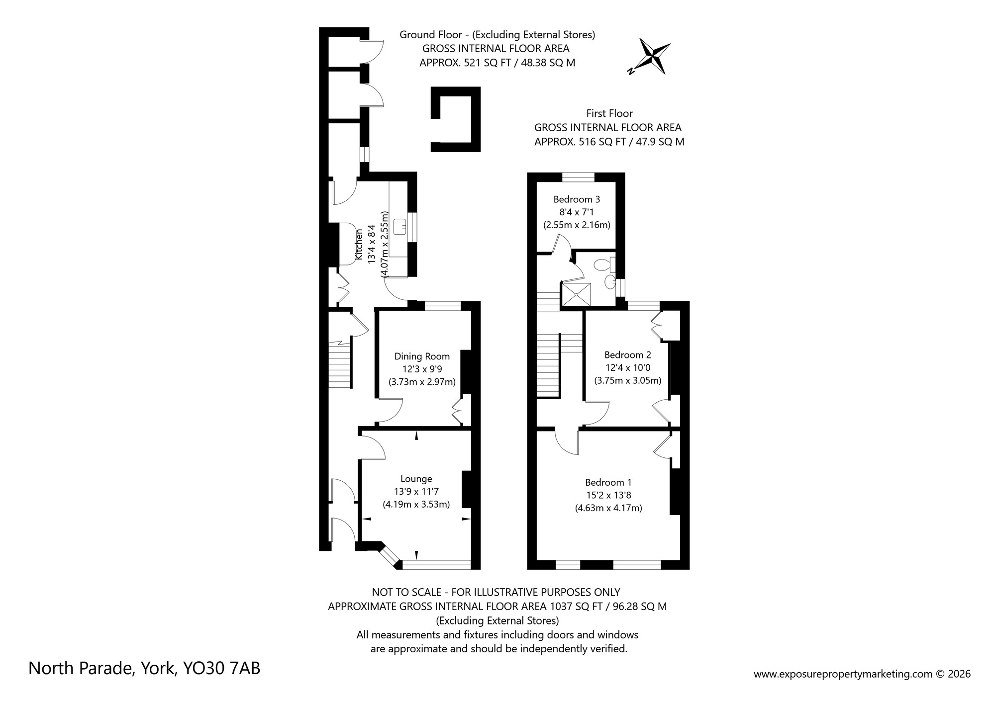 Floorplan of 3 bedroom Mid Terrace House for sale, North Parade, York, North Yorkshire, YO30