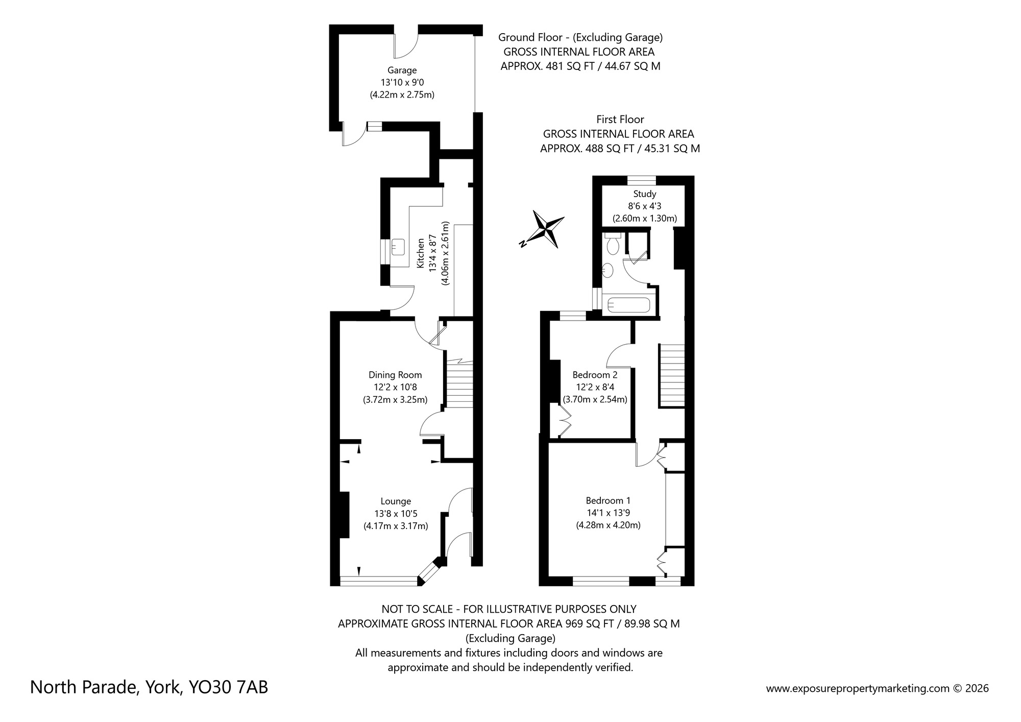 Floorplan of 2 bedroom End Terrace House for sale, North Parade, York, North Yorkshire, YO30