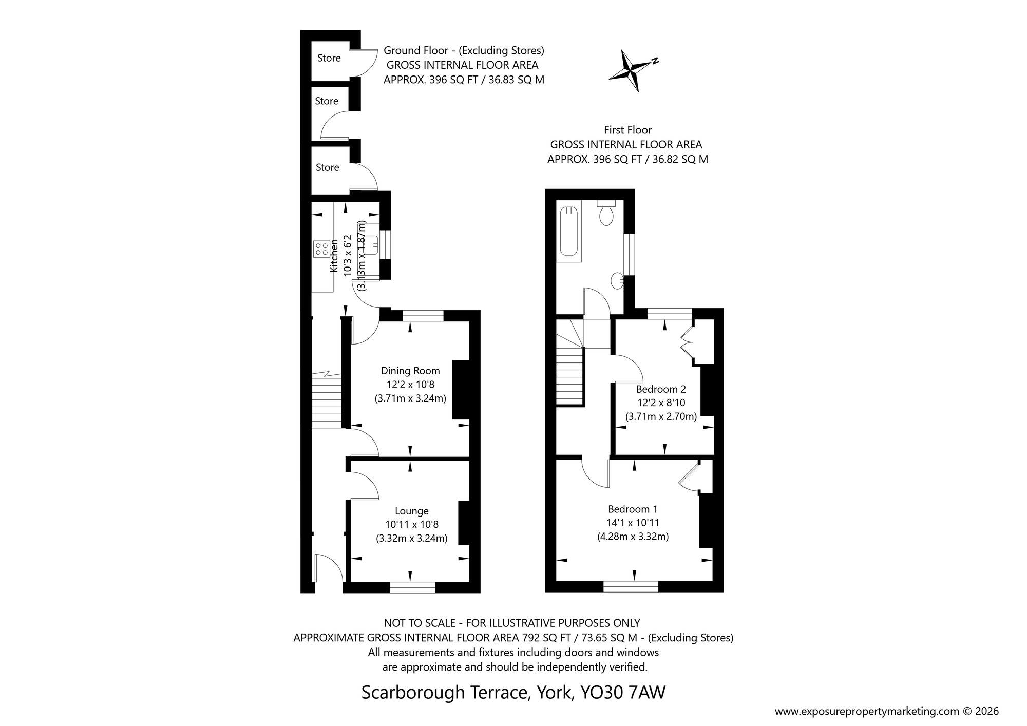 Floorplan of 2 bedroom Mid Terrace House for sale, Scarborough Terrace, York, North Yorkshire, YO30