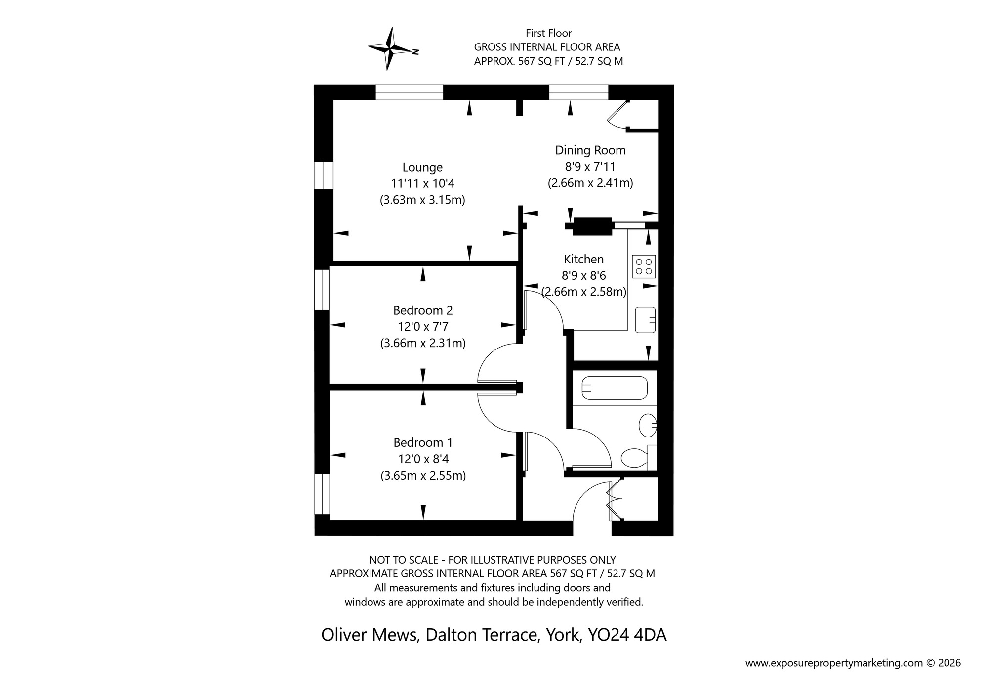 Floorplan of 2 bedroom Flat for sale, Dalton Terrace, York, North Yorkshire, YO24