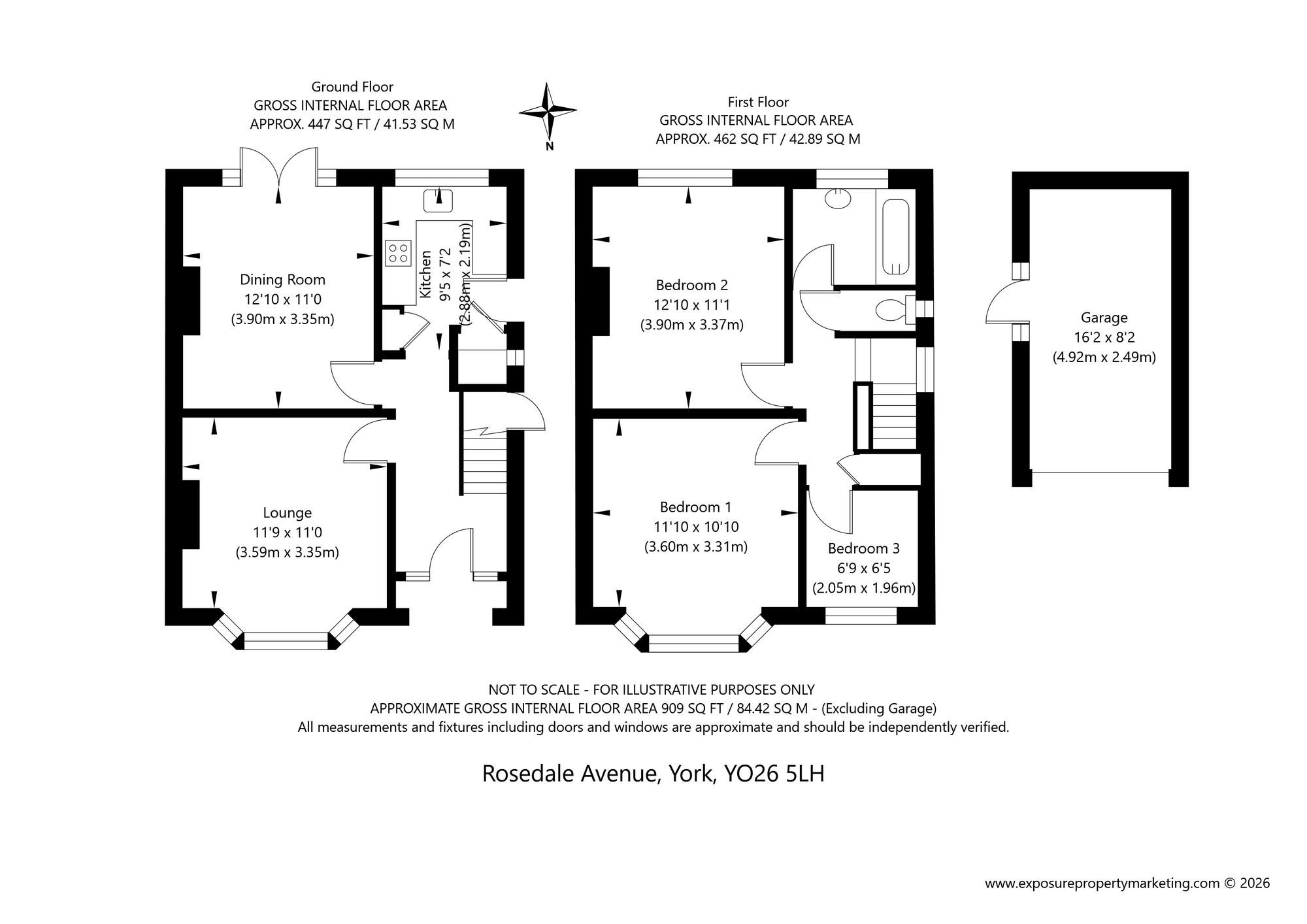 Floorplan of 3 bedroom Semi Detached House for sale, Rosedale Avenue, York, North Yorkshire, YO26
