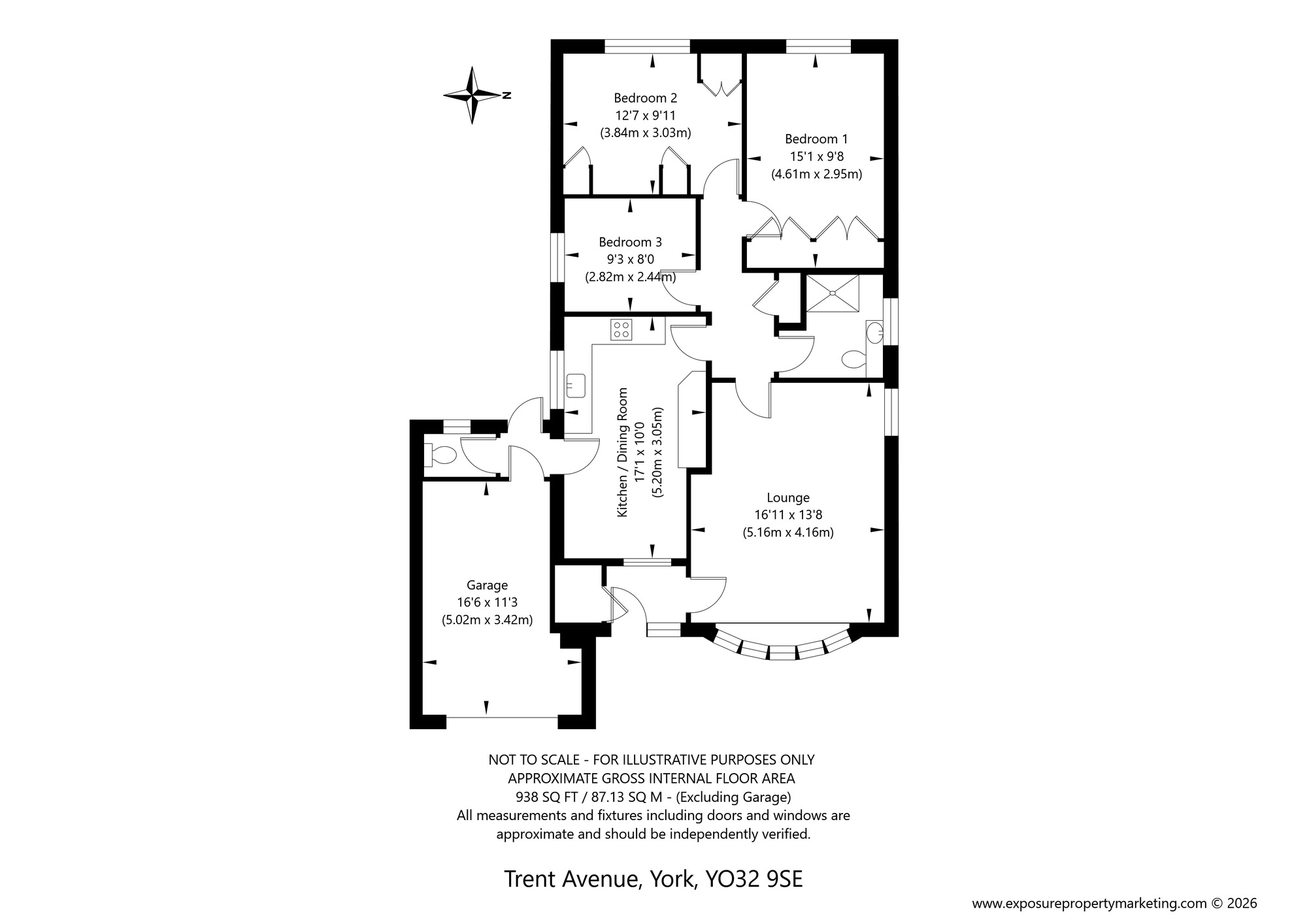 Floorplan of 3 bedroom Detached Bungalow for sale, Trent Avenue, Huntington, North Yorkshire, YO32