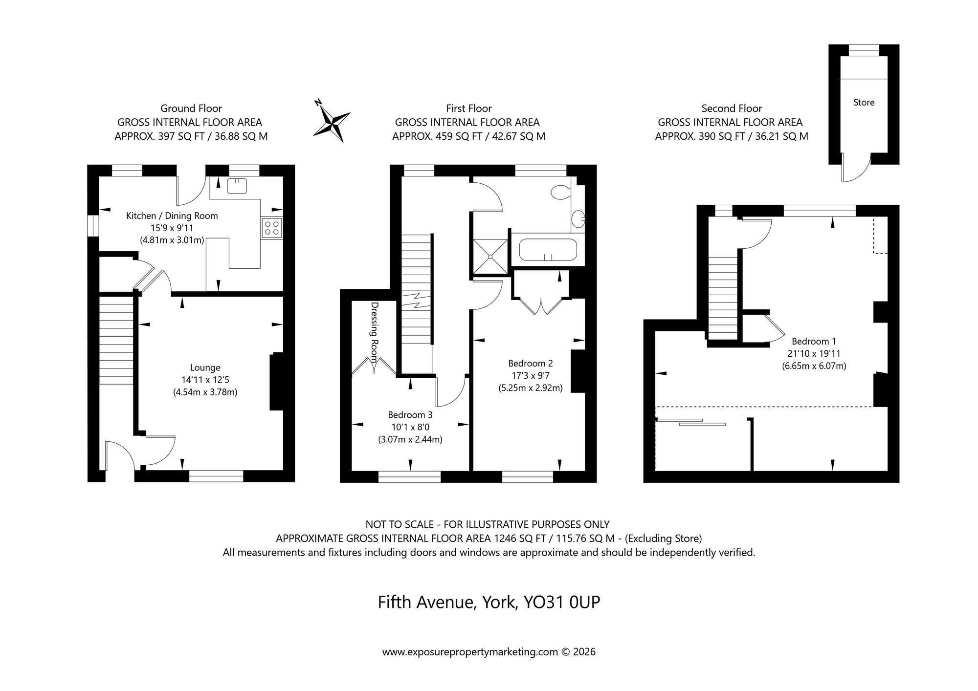 Floorplan of 3 bedroom Mid Terrace House for sale, Fifth Avenue, York, North Yorkshire, YO31