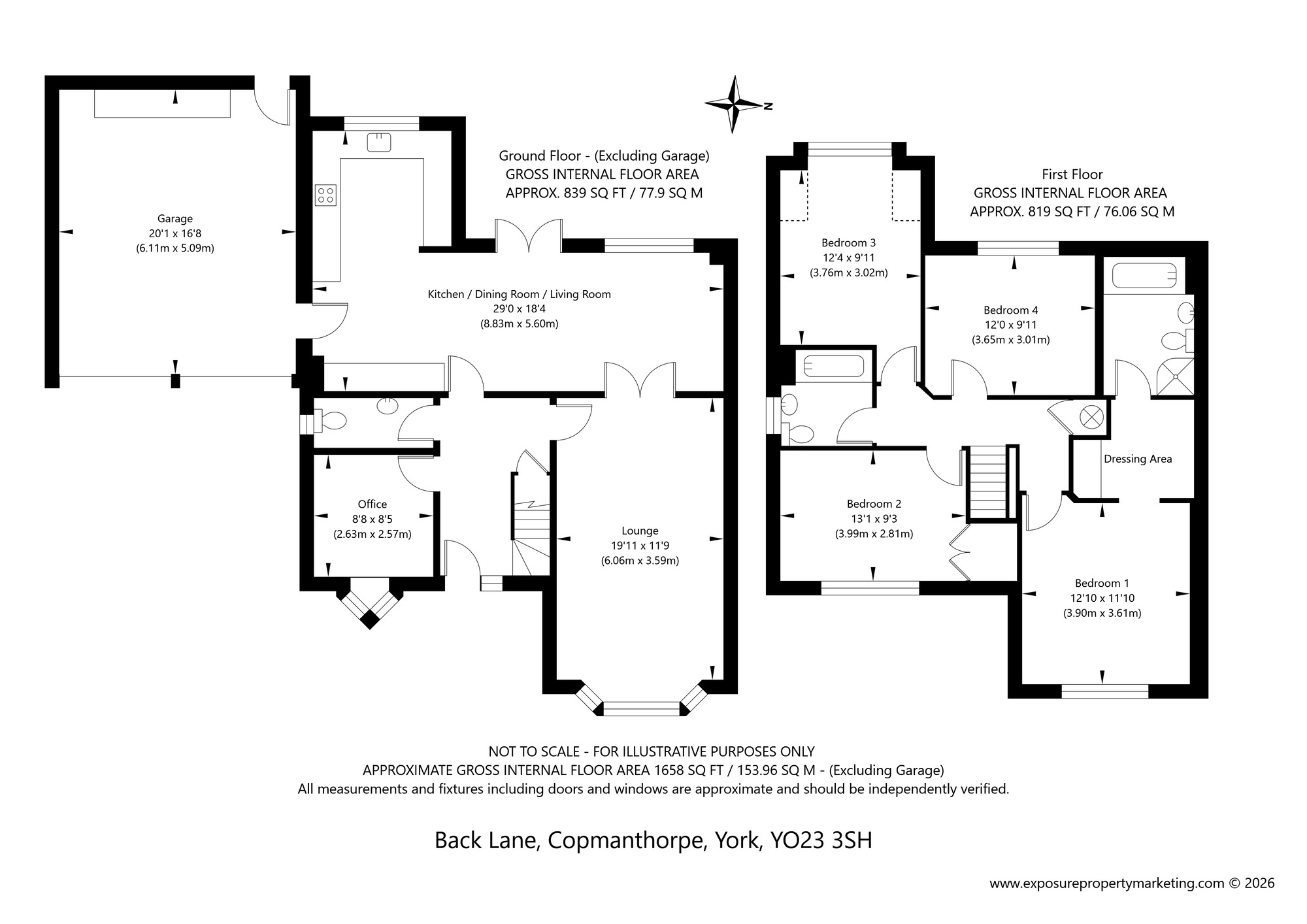 Floorplan of 4 bedroom Detached House for sale, Back Lane, Copmanthorpe, North Yorkshire, YO23