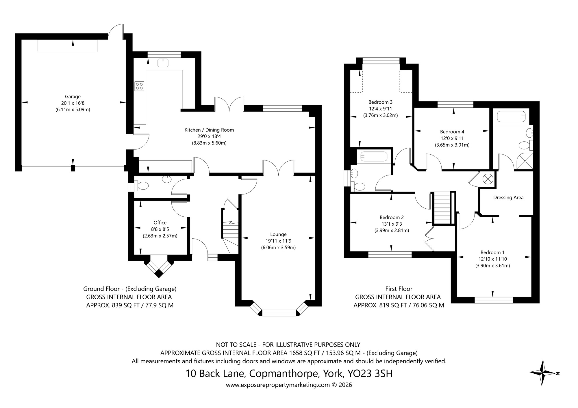 Floorplan of 4 bedroom Detached House for sale, Back Lane, Copmanthorpe, North Yorkshire, YO23
