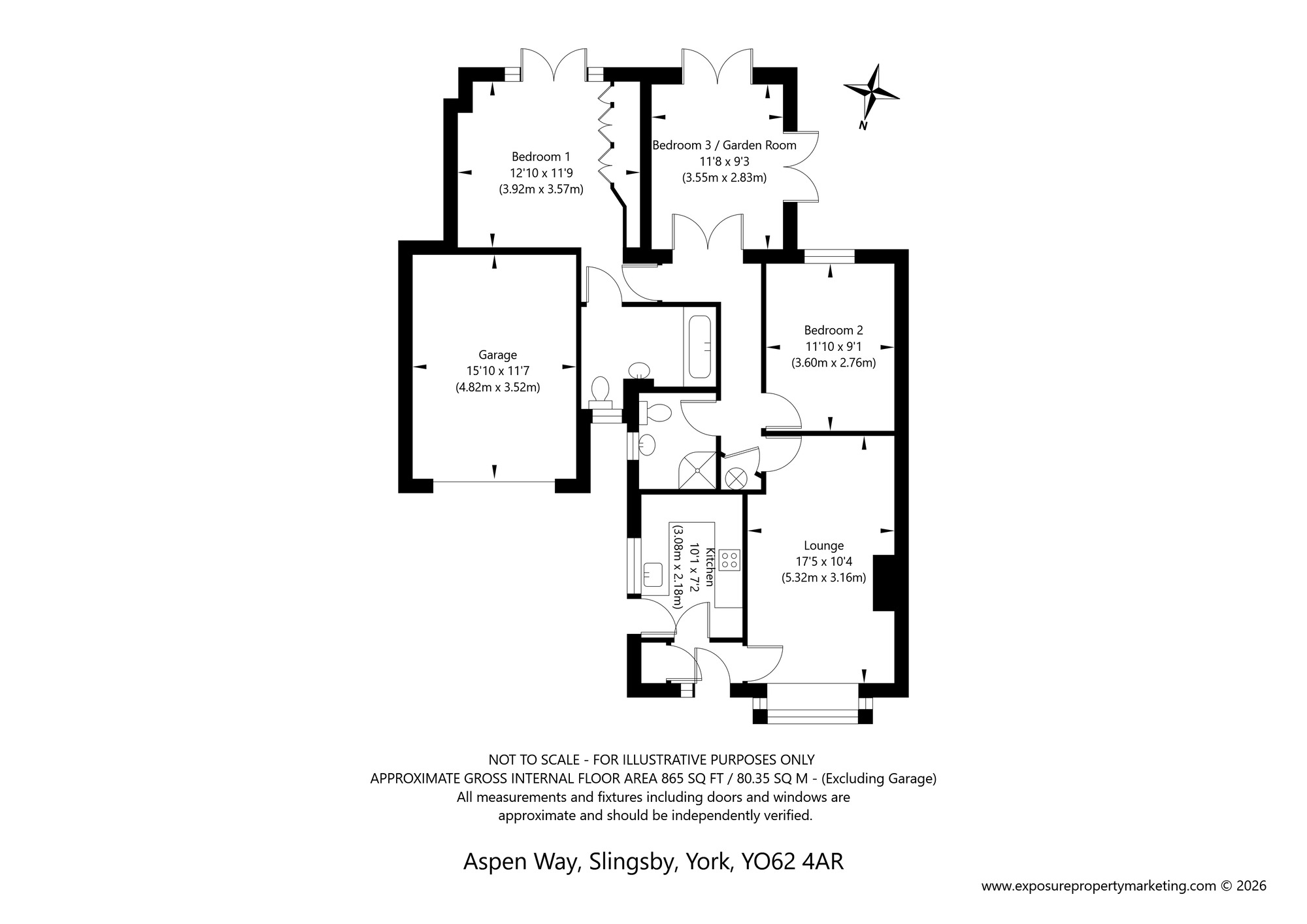Floorplan of 2 bedroom Semi Detached Bungalow for sale, Aspen Way, Slingsby, North Yorkshire, YO62