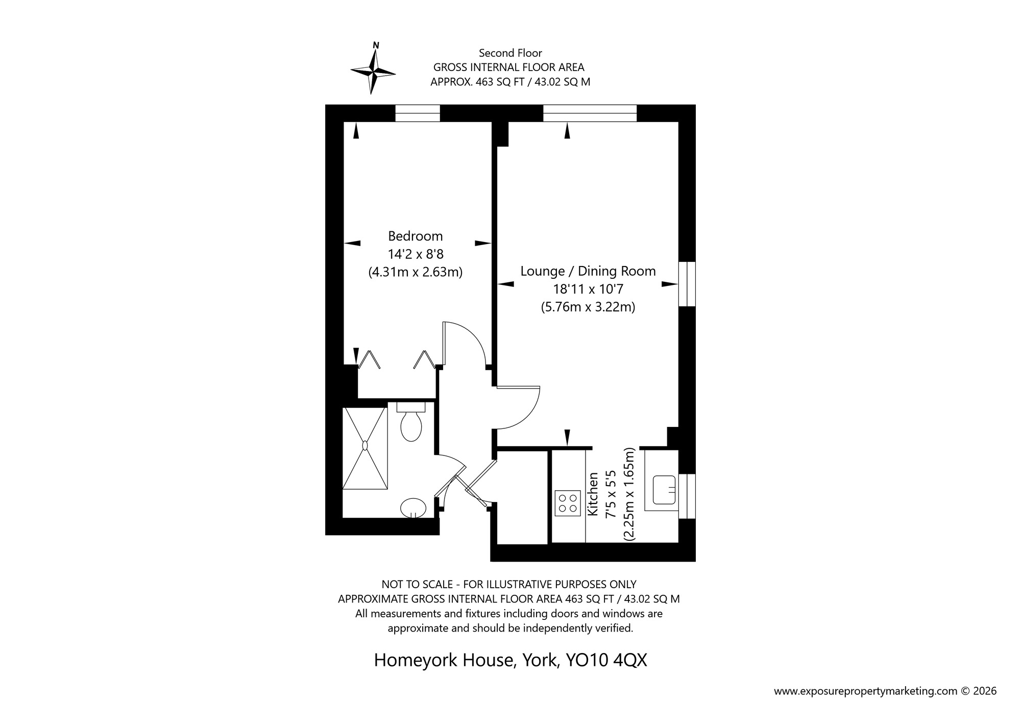 Floorplan of 1 bedroom Flat for sale, Danesmead Close, Fulford, North Yorkshire, YO10