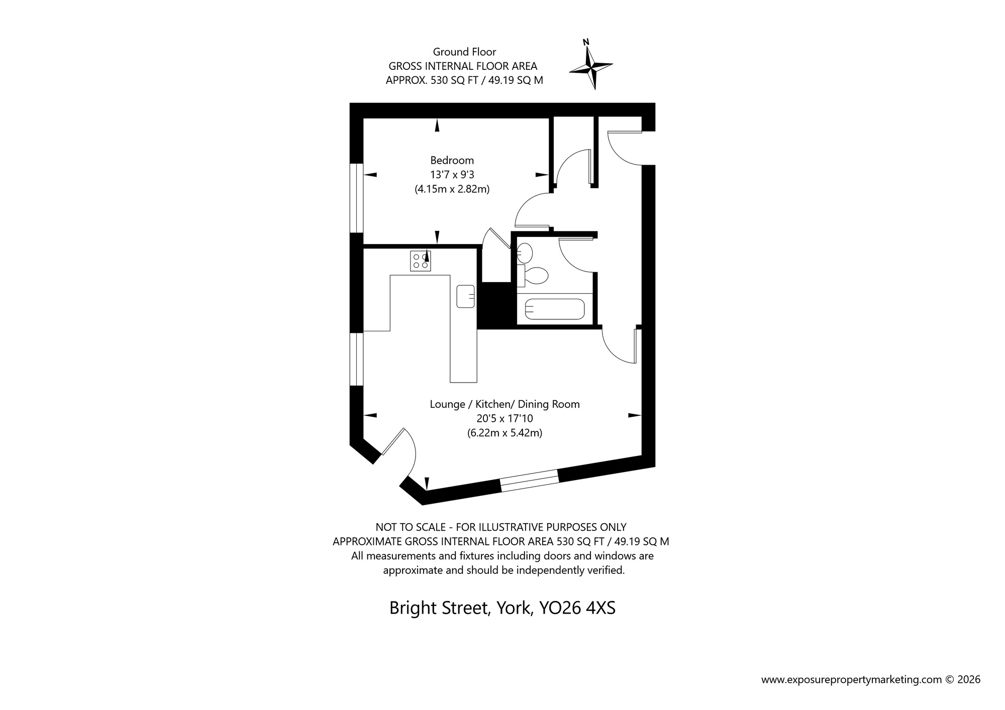 Floorplan of 1 bedroom Flat for sale, Bright Street, York, North Yorkshire, YO26
