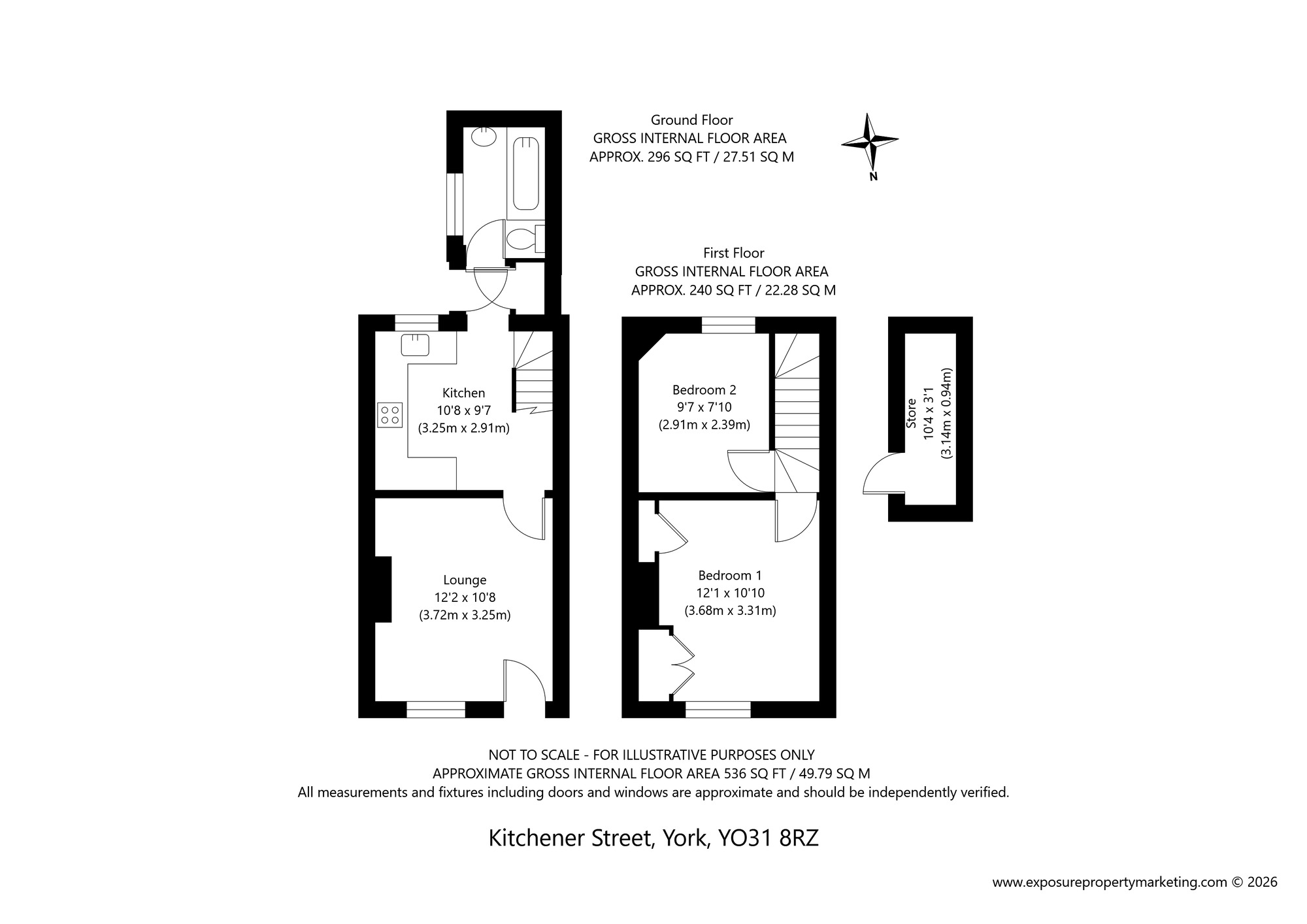 Floorplan of 2 bedroom Mid Terrace House for sale, Kitchener Street, York, North Yorkshire, YO31