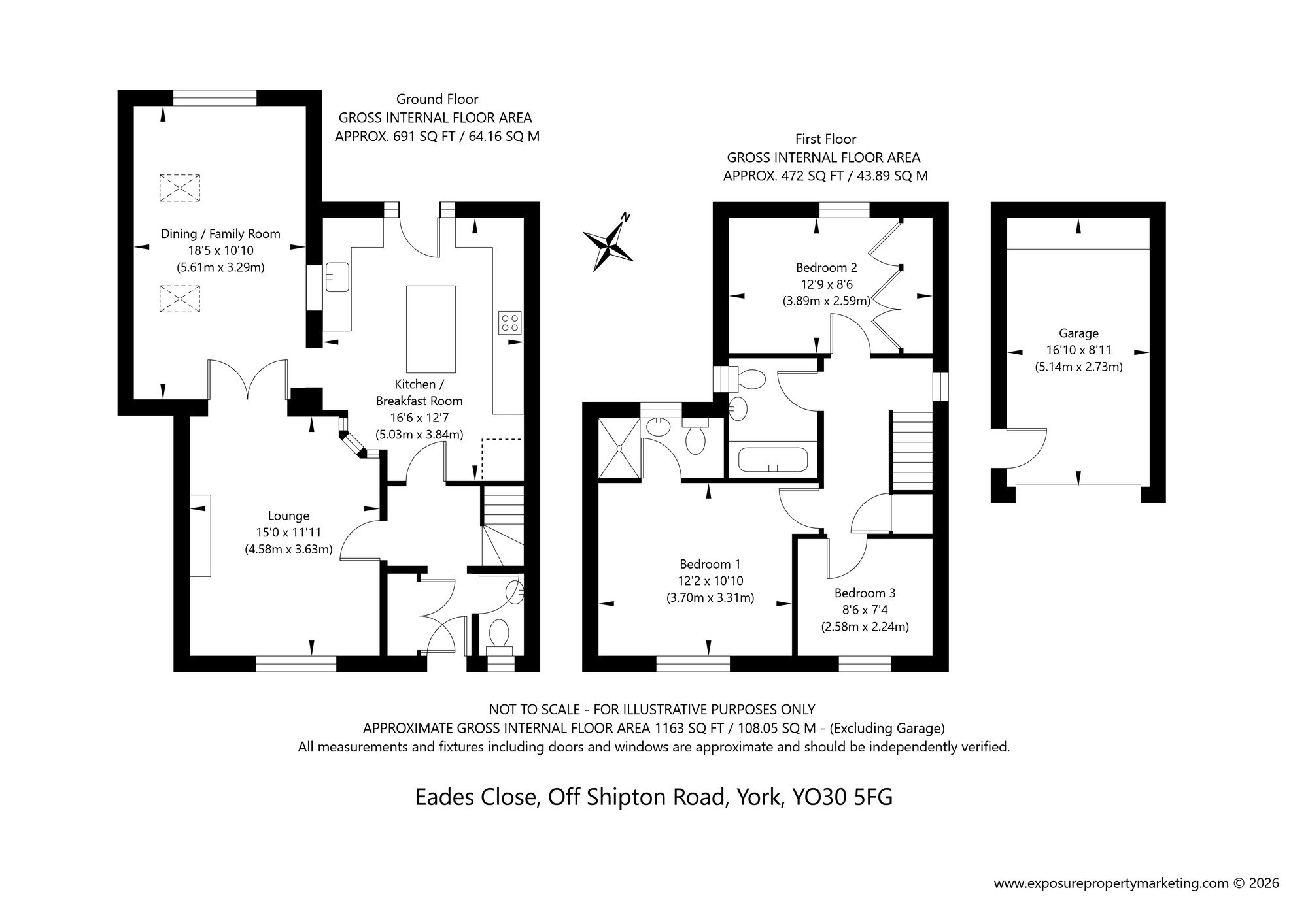 Floorplan of 3 bedroom Detached House for sale, Eades Close, York, North Yorkshire, YO30