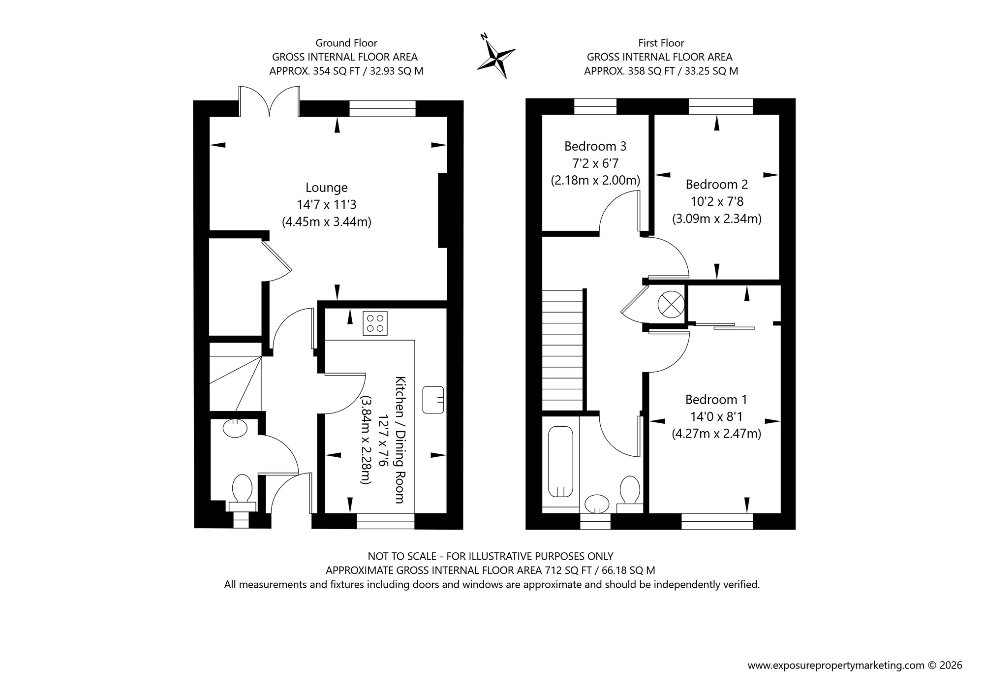 Floorplan of 3 bedroom End Terrace House for sale, Elgar Close, North Yorkshire, YO31