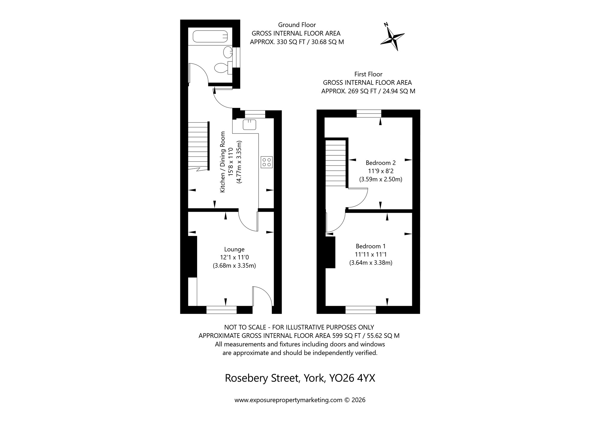 Floorplan of 2 bedroom Mid Terrace House for sale, Rosebery Street, York, North Yorkshire, YO26