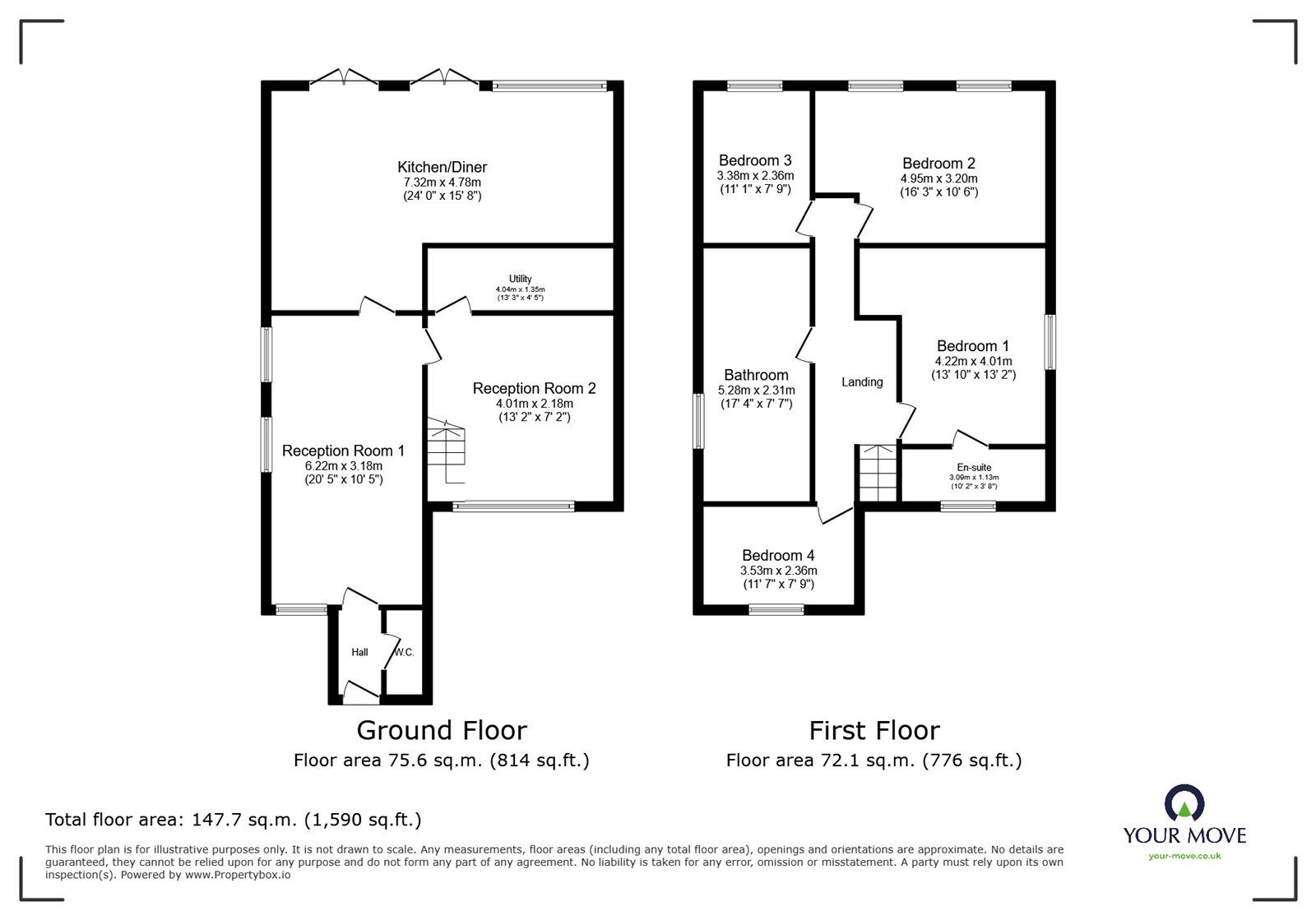 Floorplan of 4 bedroom Detached House for sale, Burghley Drive, Radcliffe, Greater Manchester, M26