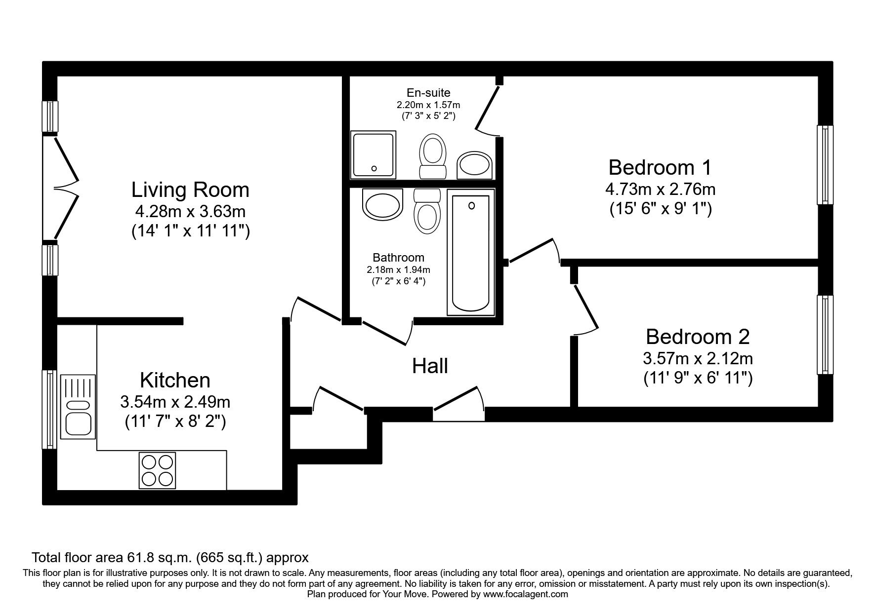 Floorplan of 2 bedroom Flat to rent, New Road, Radcliffe, Greater Manchester, M26