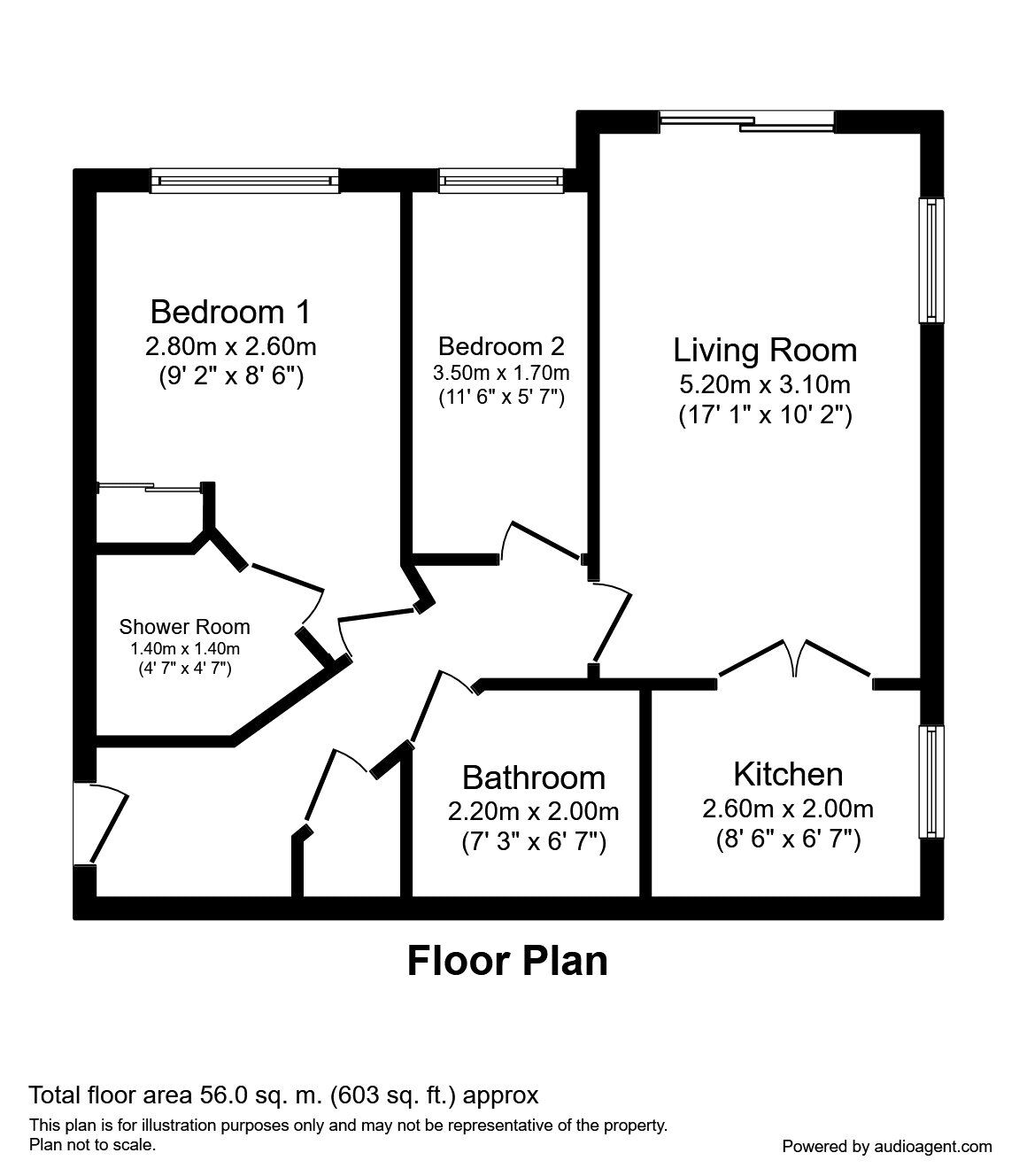 Floorplan of 2 bedroom Flat to rent, Water Street, Radcliffe, Greater Manchester, M26