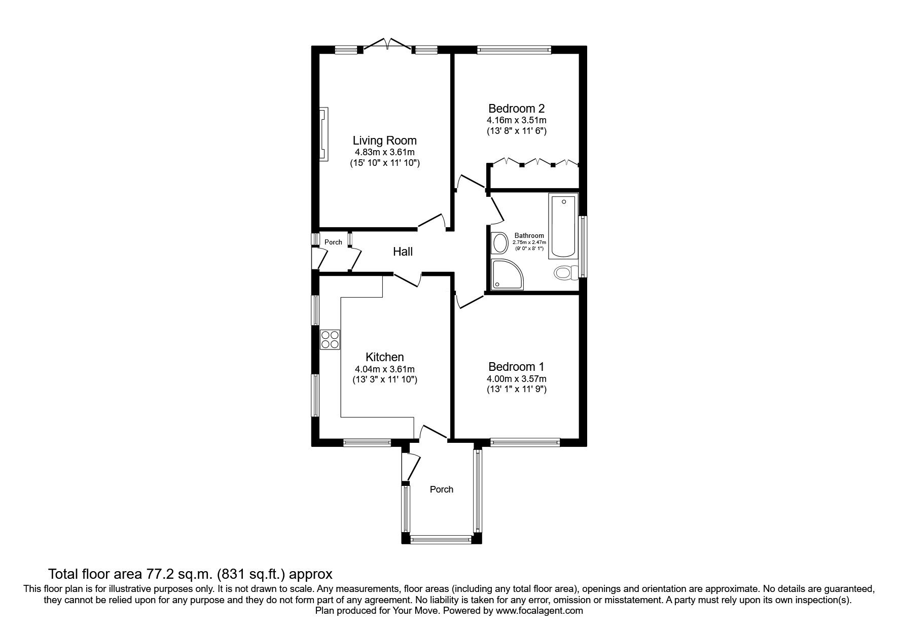 Floorplan of 2 bedroom Detached Bungalow for sale, Middleton Close, Radcliffe, Greater Manchester, M26