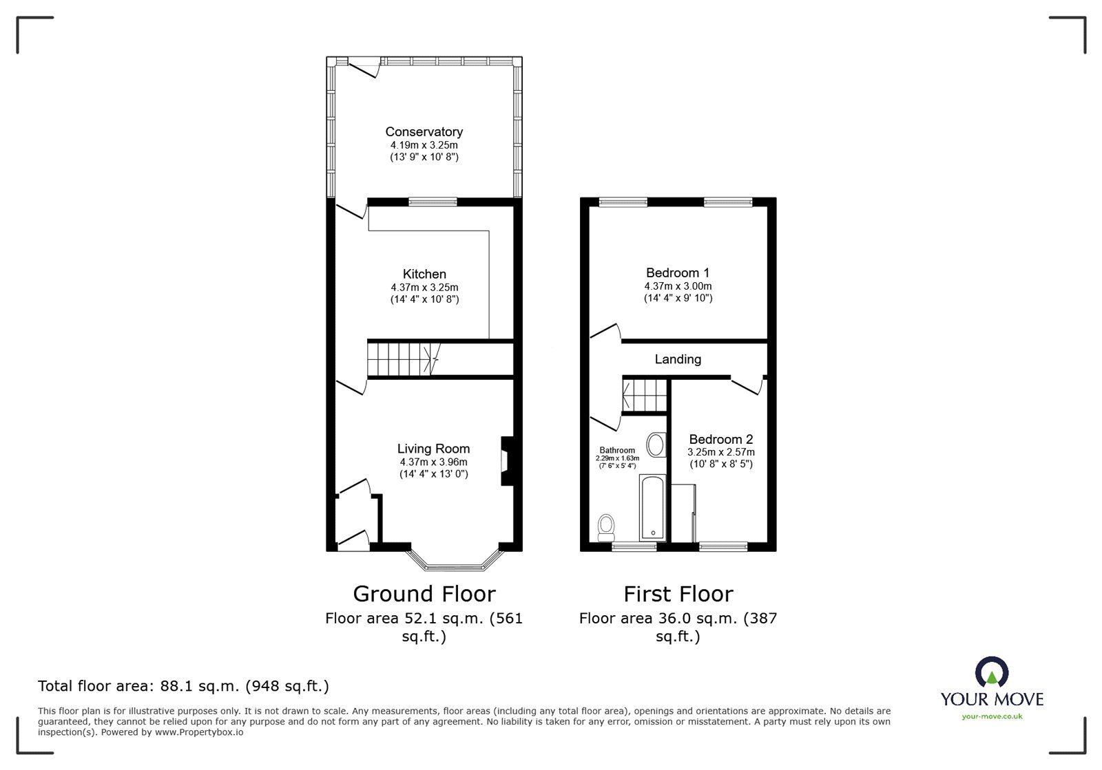 Floorplan of 2 bedroom Mid Terrace House for sale, Bolton Road, Radcliffe, Greater Manchester, M26