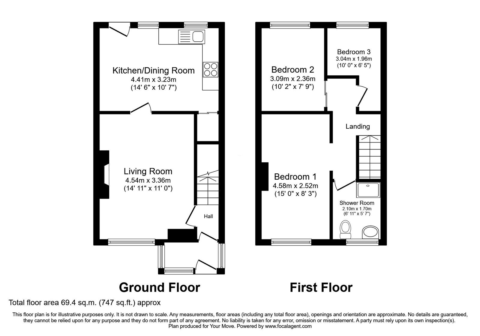 Floorplan of 3 bedroom End Terrace House for sale, Wolsey Close, Radcliffe, Greater Manchester, M26