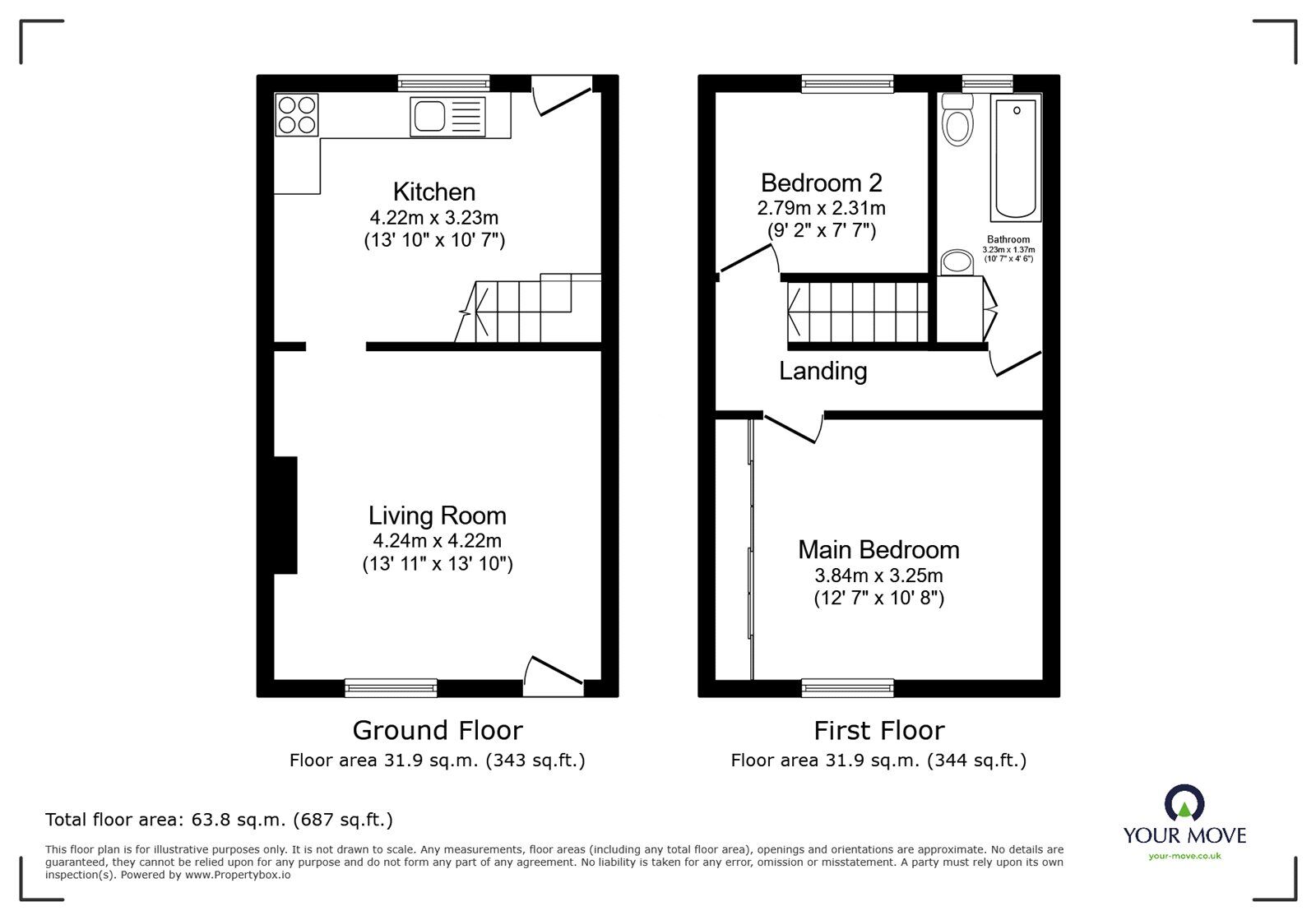 Floorplan of 2 bedroom Mid Terrace House for sale, Jones Street, Radcliffe, Greater Manchester, M26