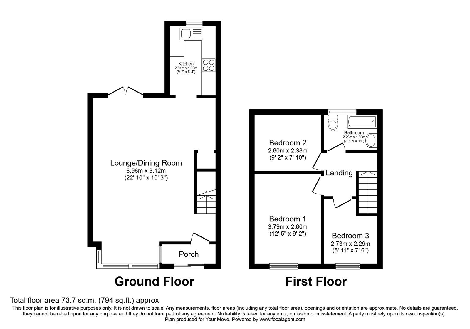 Floorplan of 3 bedroom Semi Detached House for sale, Warth Fold Road, Radcliffe, Greater Manchester, M26