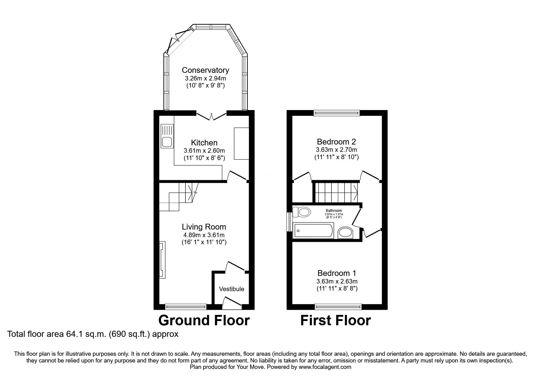 Floorplan of 2 bedroom Semi Detached House for sale, Plymouth Grove, Radcliffe, Greater Manchester, M26