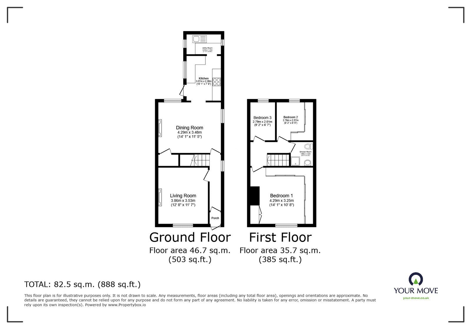 Floorplan of 3 bedroom End Terrace House for sale, Charnley Street, Whitefield, Greater Manchester, M45