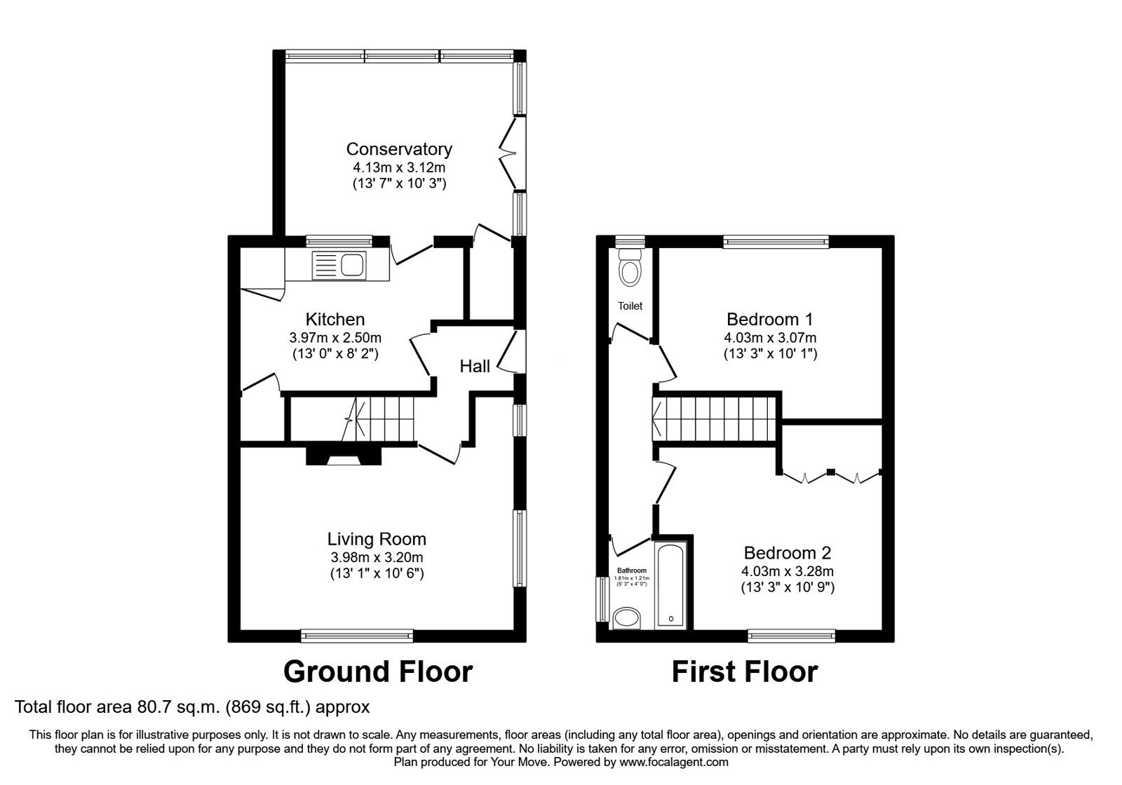Floorplan of 2 bedroom End Terrace House for sale, Shakespeare Avenue, Radcliffe, Greater Manchester, M26