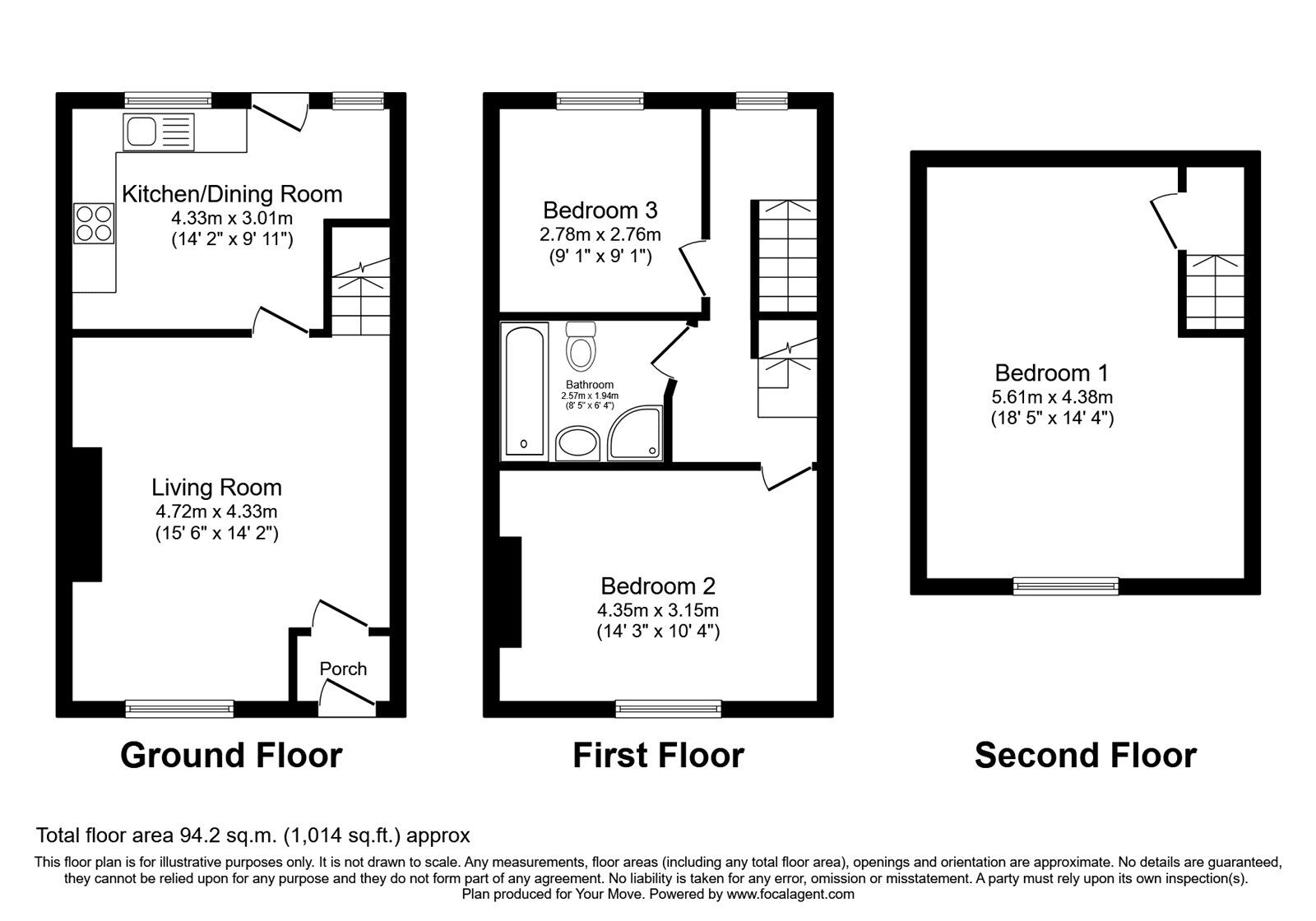 Floorplan of 3 bedroom  House for sale, Ainsworth Road, Radcliffe, Lancashire,, M26