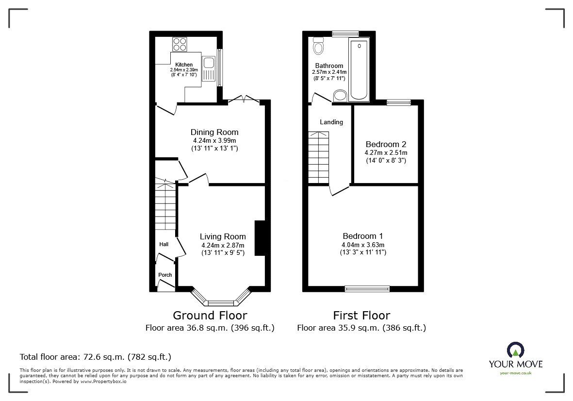 Floorplan of 2 bedroom Mid Terrace House to rent, Clyde Road, Radcliffe, Greater Manchester, M26