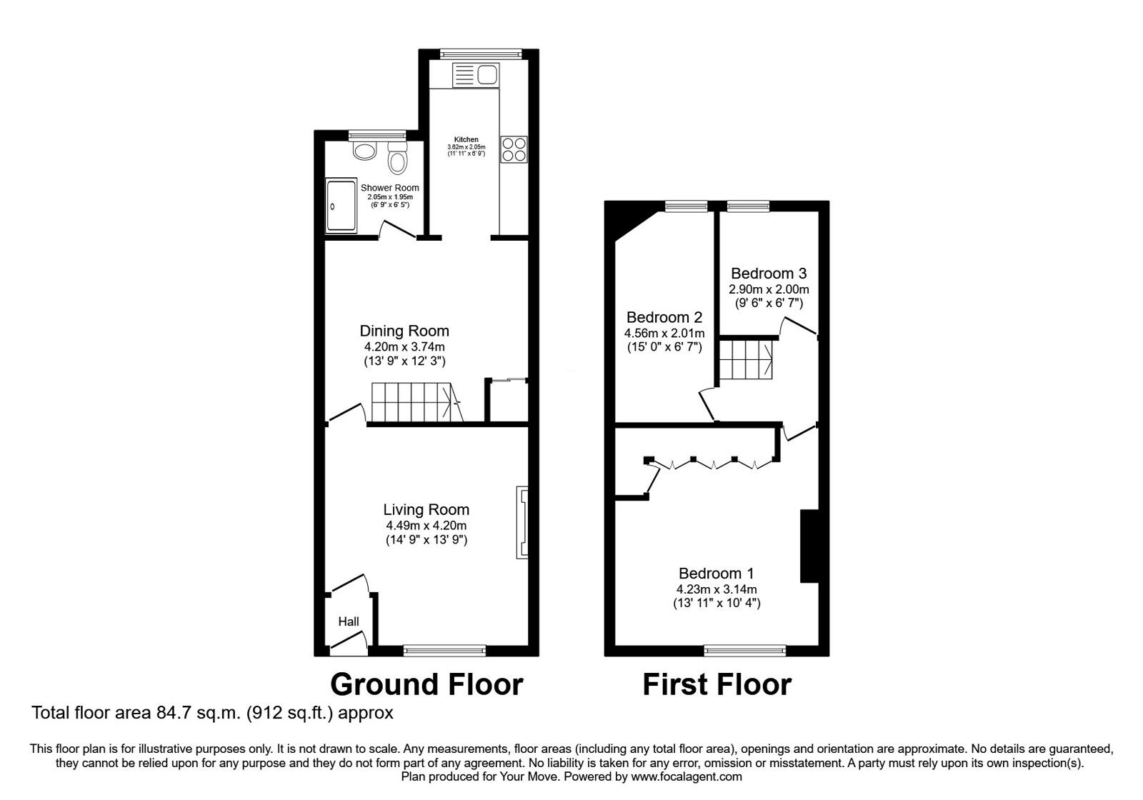 Floorplan of 3 bedroom Mid Terrace House for sale, Eton Hill Road, Radcliffe, Greater Manchester, M26