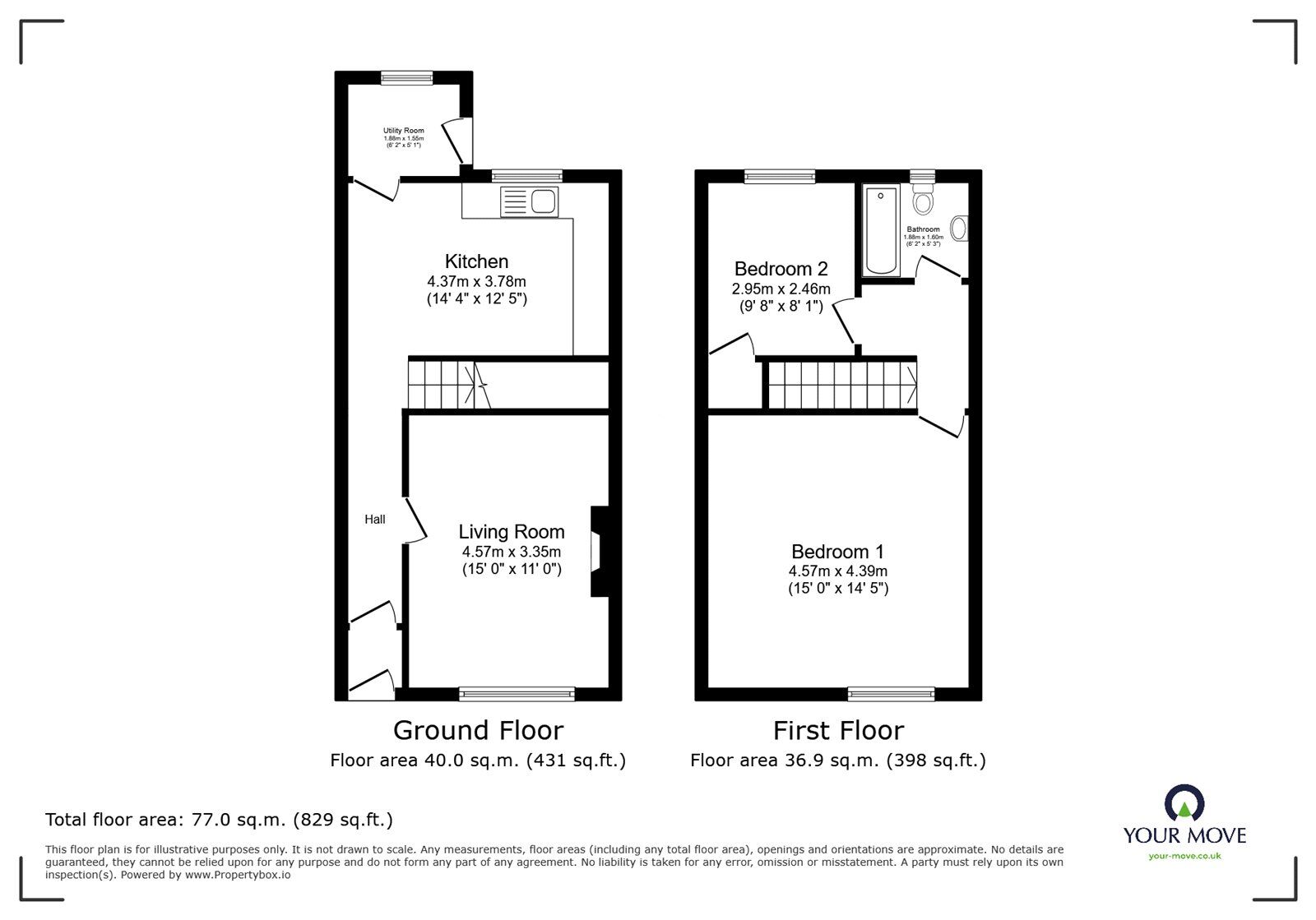 Floorplan of 2 bedroom Mid Terrace House for sale, Knowles Street, Radcliffe, Greater Manchester, M26