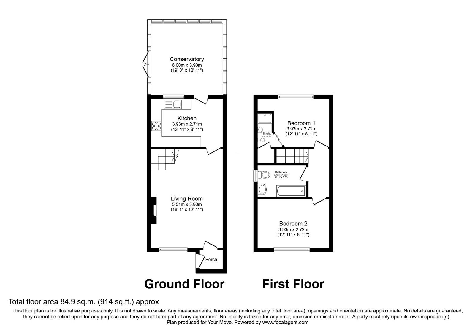 Floorplan of 2 bedroom Semi Detached House for sale, Farringdon Drive, Radcliffe, Greater Manchester, M26