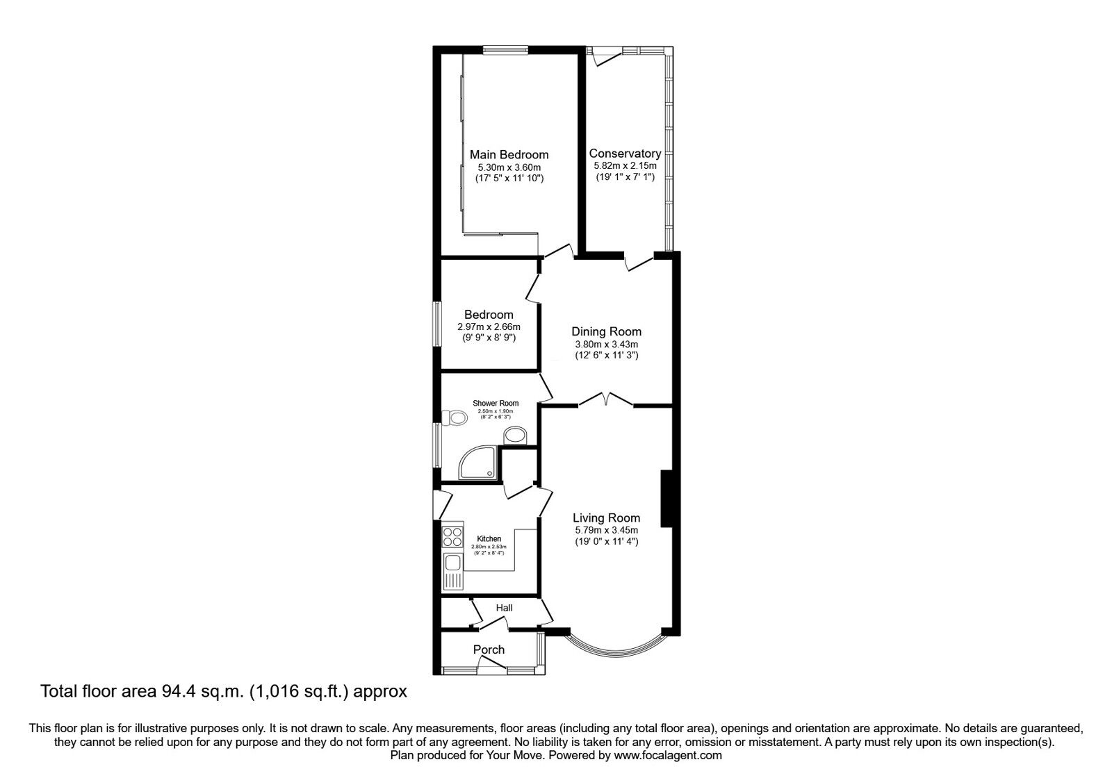 Floorplan of 2 bedroom Semi Detached Bungalow for sale, Salisbury Road, Radcliffe, Greater Manchester, M26
