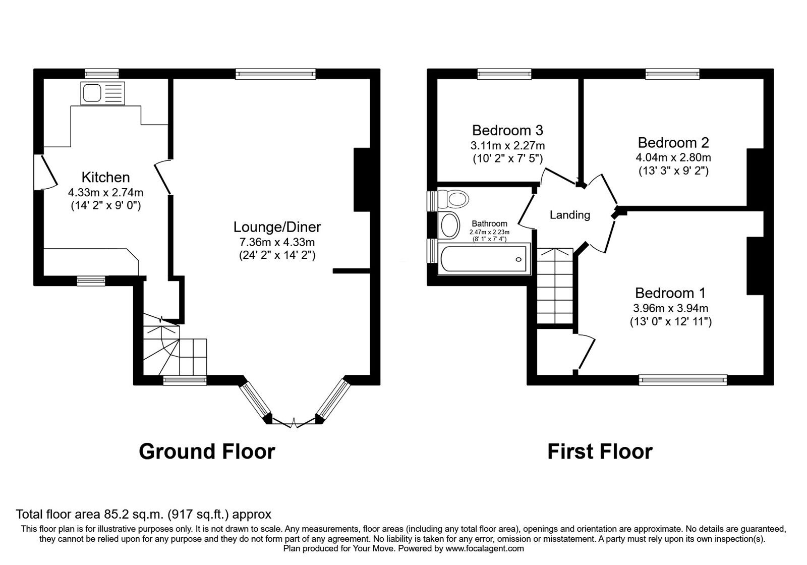 Floorplan of 3 bedroom Semi Detached House for sale, Highfield Avenue, Radcliffe, Greater Manchester, M26