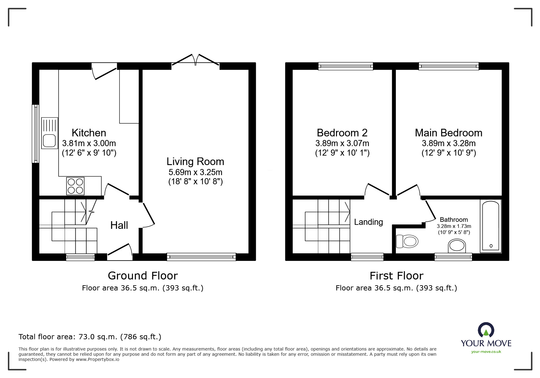 Floorplan of 2 bedroom End Terrace House for sale, Mersey Square, Whitefield, Greater Manchester, M45