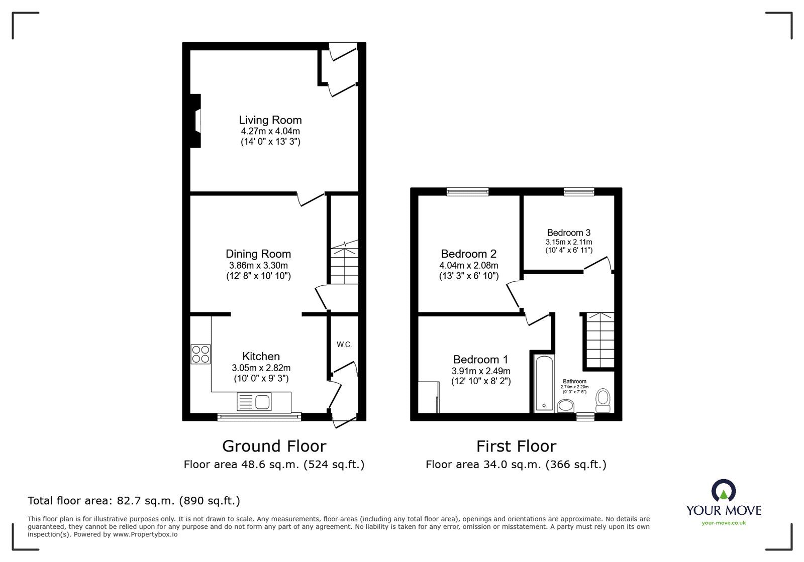 Floorplan of 3 bedroom Mid Terrace House for sale, Elm Avenue, Radcliffe, Greater Manchester, M26