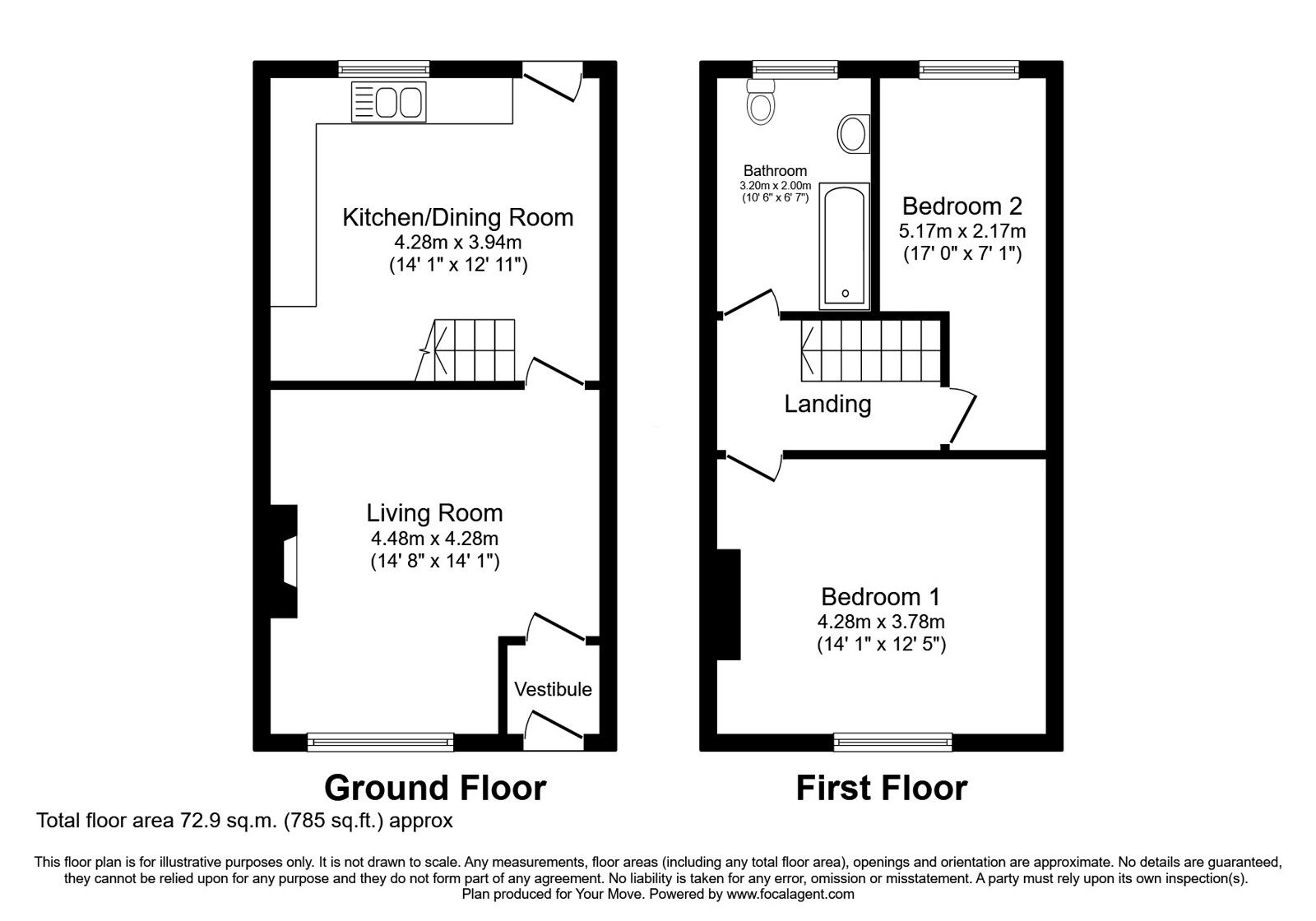 Floorplan of 2 bedroom Mid Terrace House for sale, Lowton Street, Radcliffe, Greater Manchester, M26