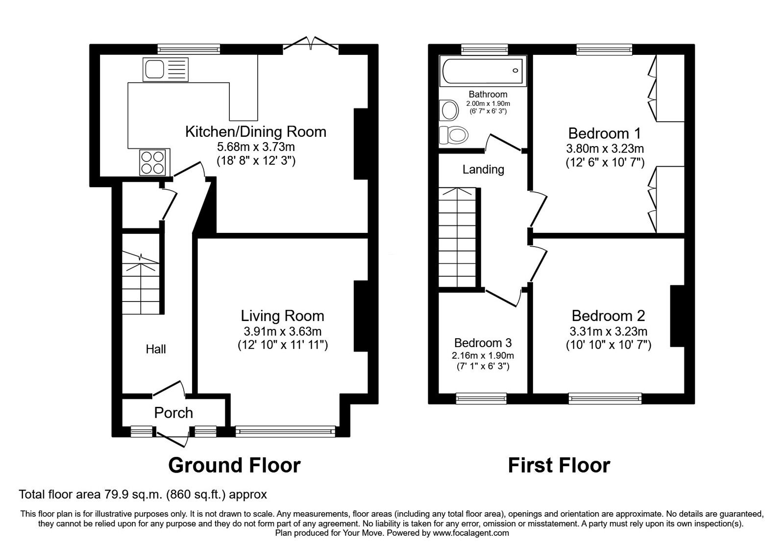 Floorplan of 3 bedroom Mid Terrace House for sale, Withins Lane, Radcliffe, Greater Manchester, M26